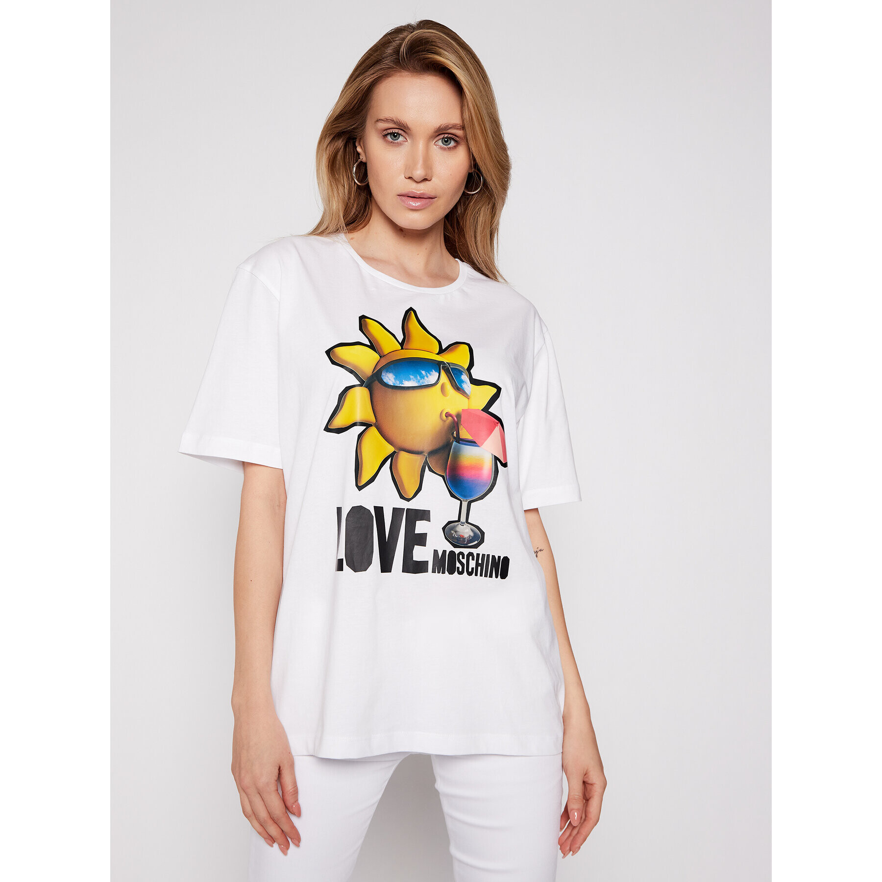 LOVE MOSCHINO Póló W4F8739M 3876 Fehér Regular Fit - Pepit.hu