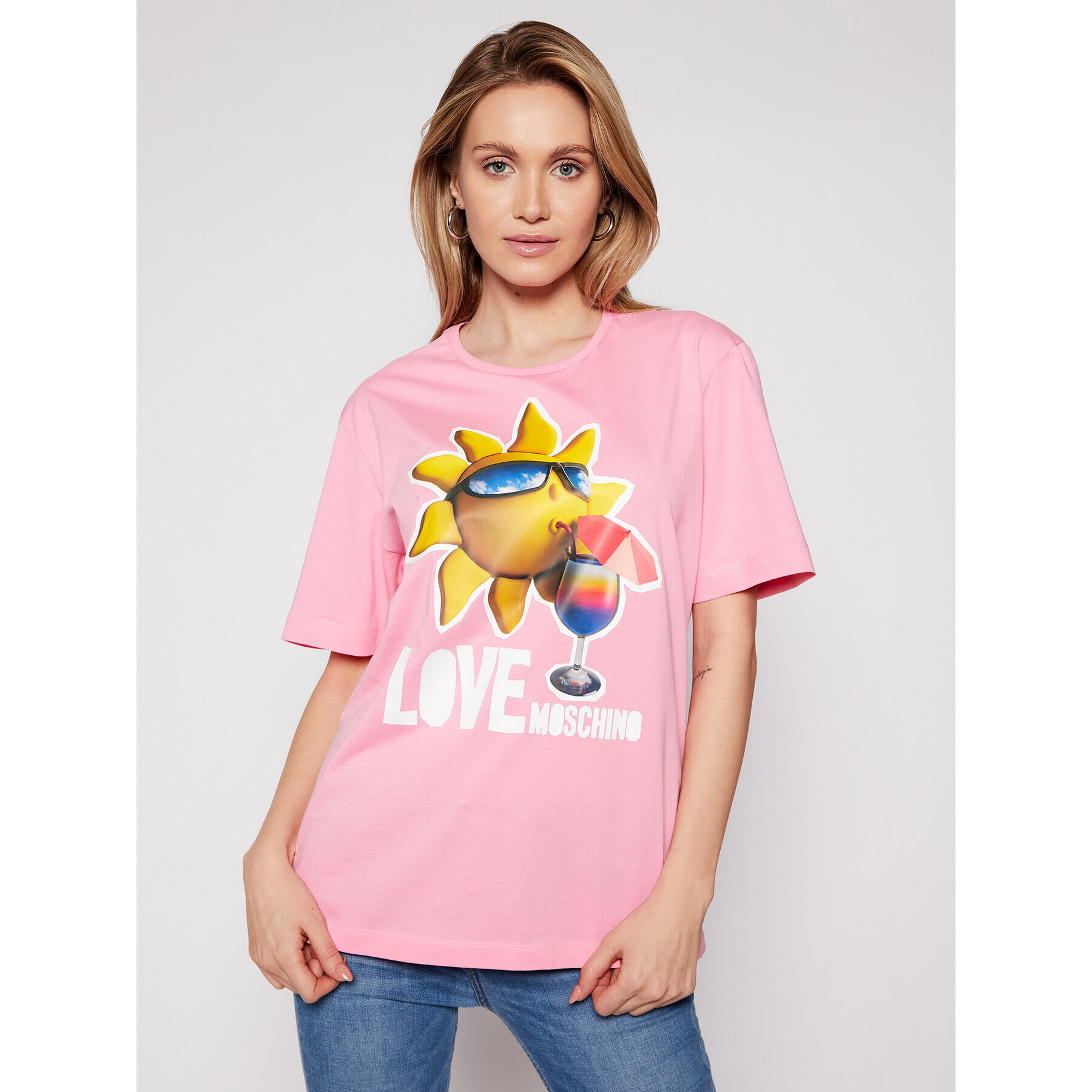 LOVE MOSCHINO Póló W4F8739M 3876 Rózsaszín Regular Fit - Pepit.hu