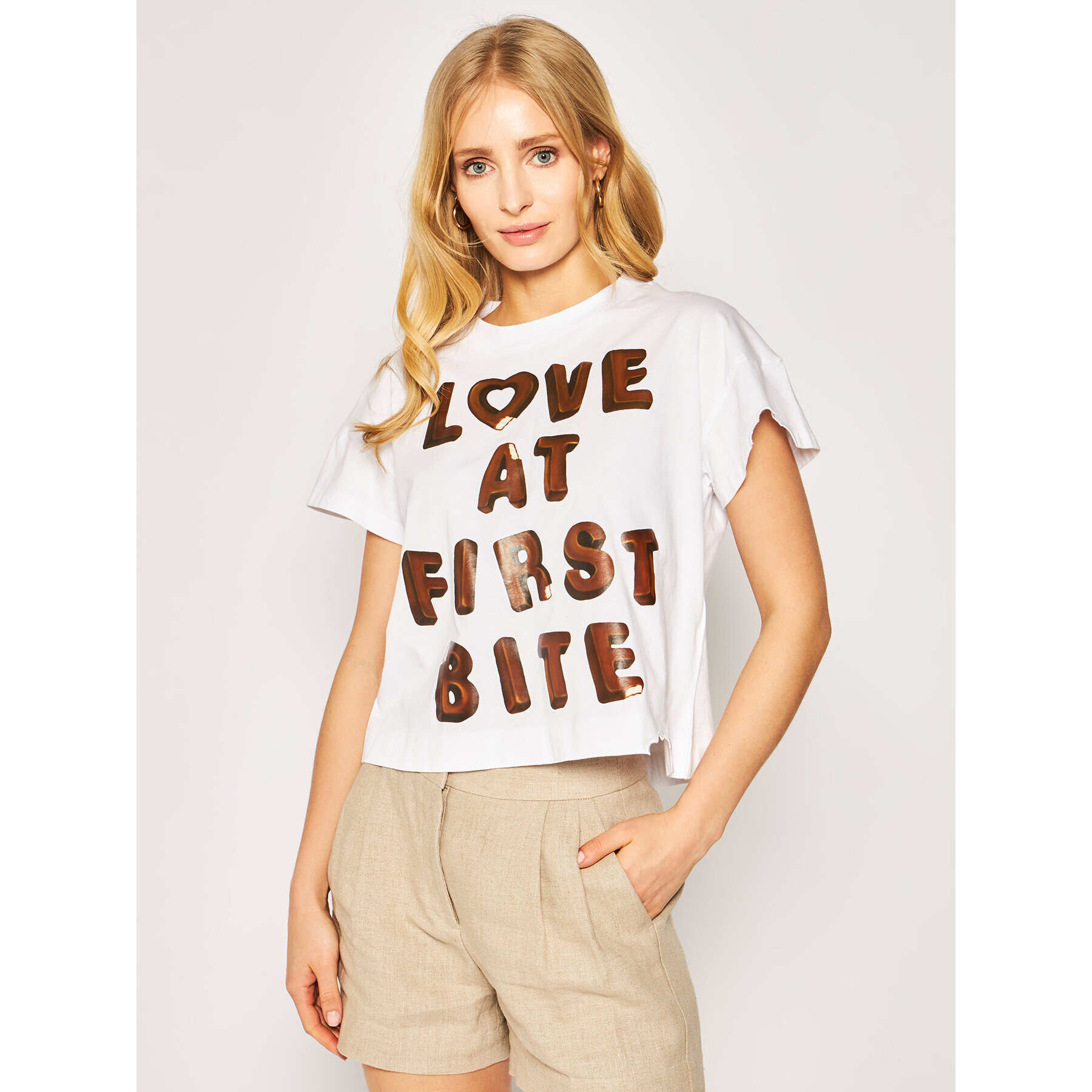 LOVE MOSCHINO Póló W4H0401M 3876 Fehér Regular Fit - Pepit.hu