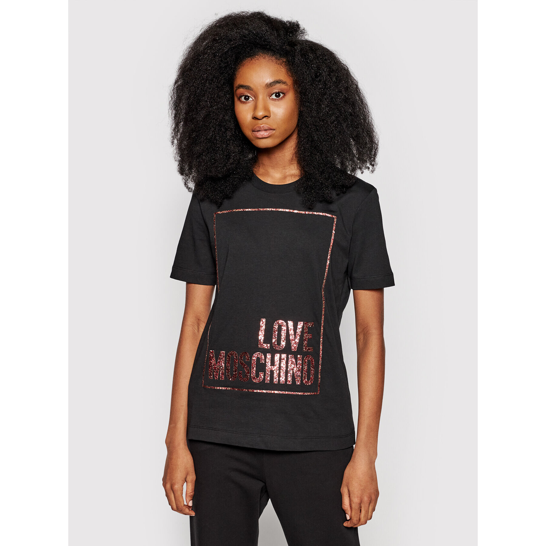 LOVE MOSCHINO Póló W4H0605M 3876 Fekete Regular Fit - Pepit.hu