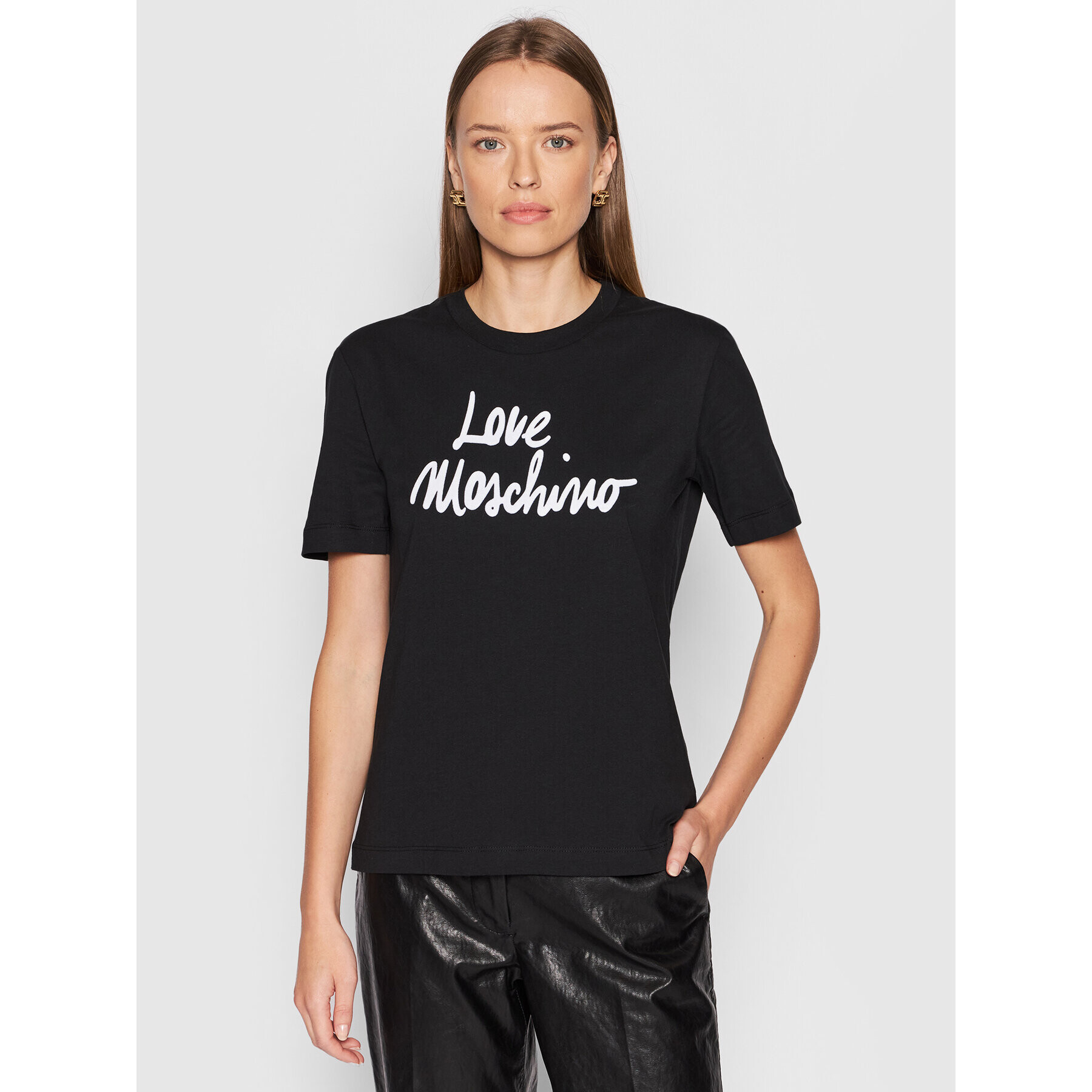 LOVE MOSCHINO Póló W4H0618M 3876 Fekete Regular Fit - Pepit.hu