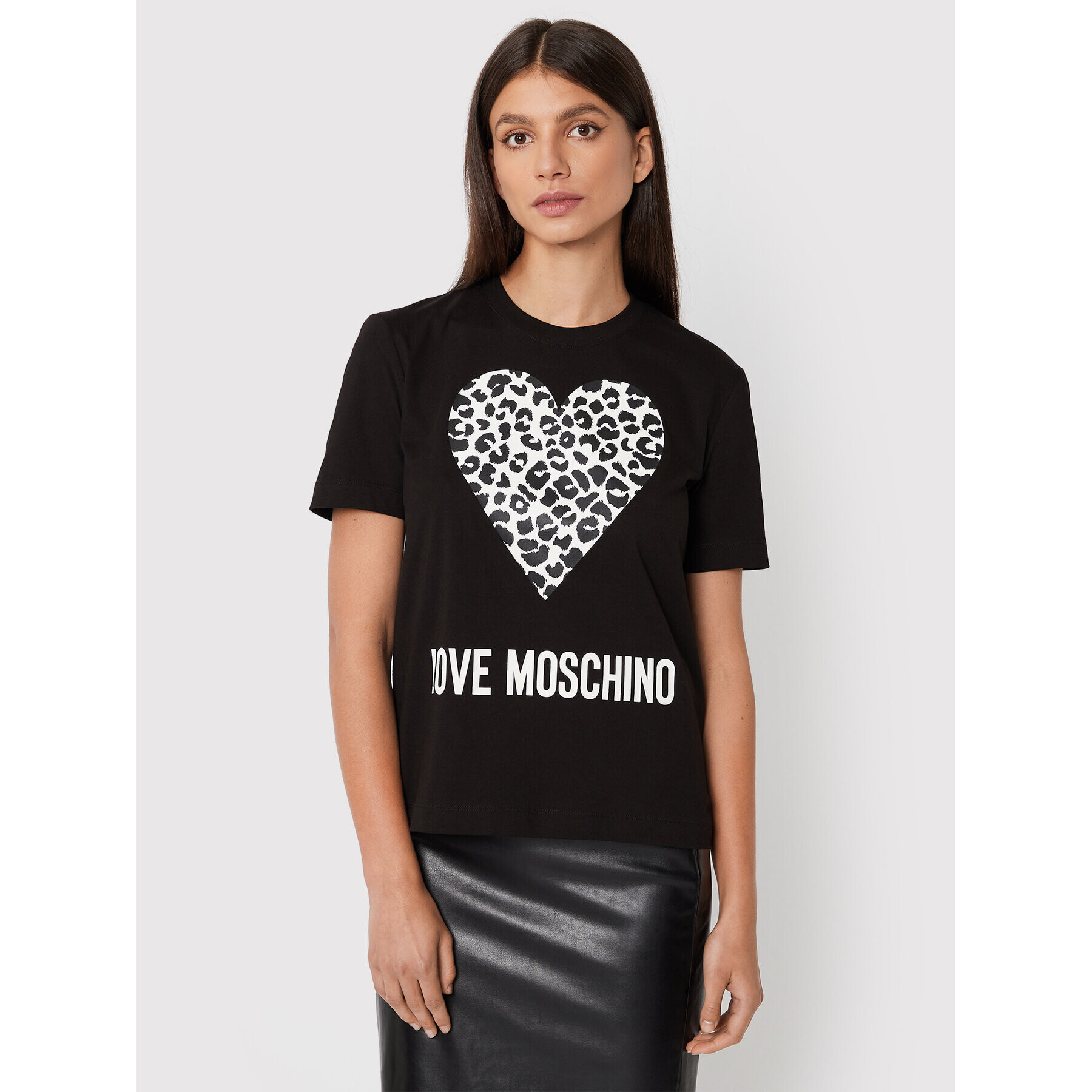 LOVE MOSCHINO Póló W4H0627M 3876 Fekete Regular Fit - Pepit.hu