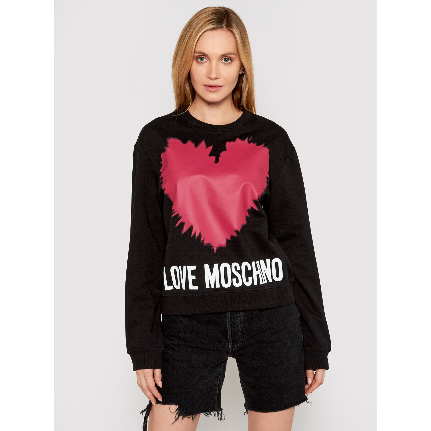 LOVE MOSCHINO Pulóver W630643M 4282 Fekete Regular Fit - Pepit.hu