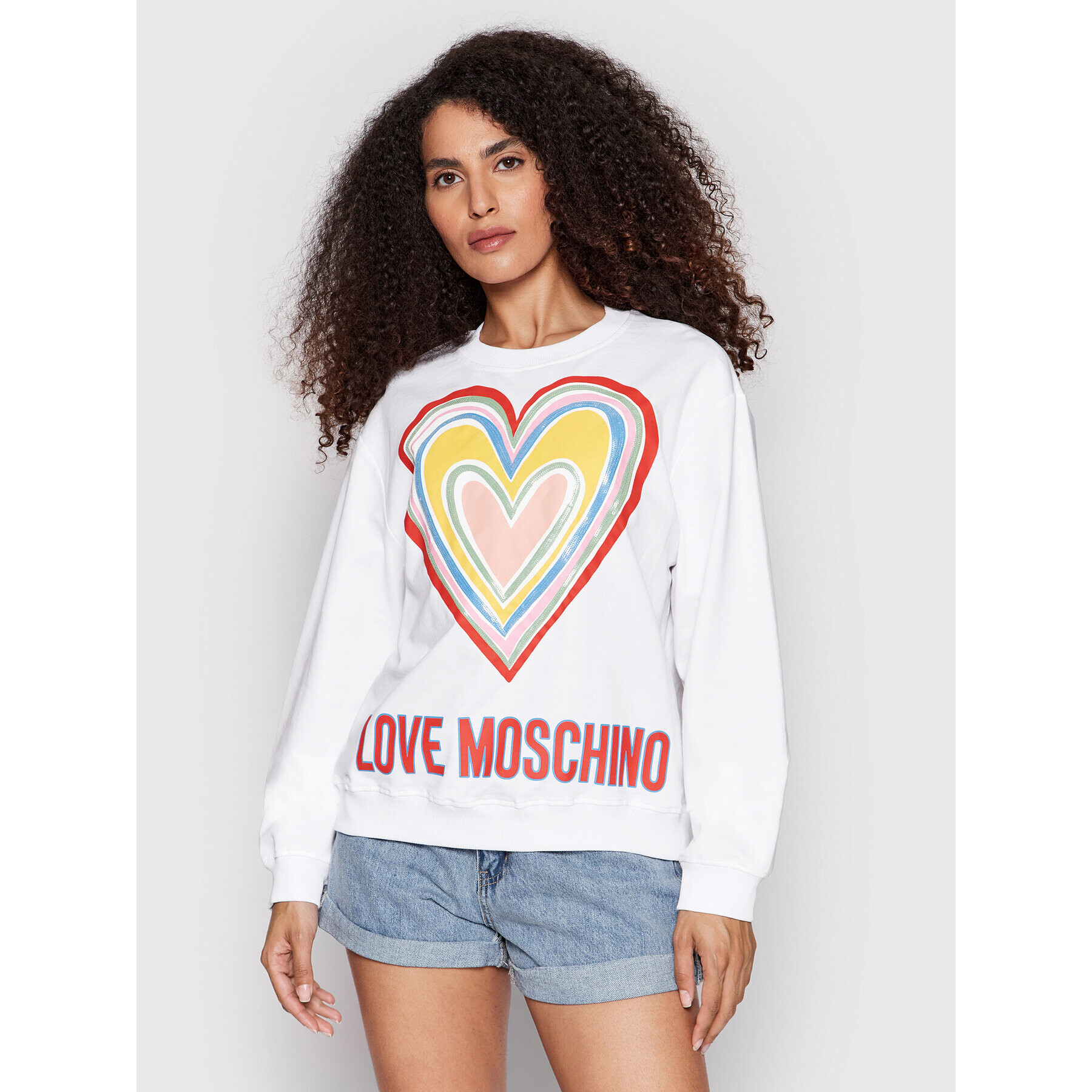 LOVE MOSCHINO Pulóver W630651E 2340 Fehér Regular Fit - Pepit.hu