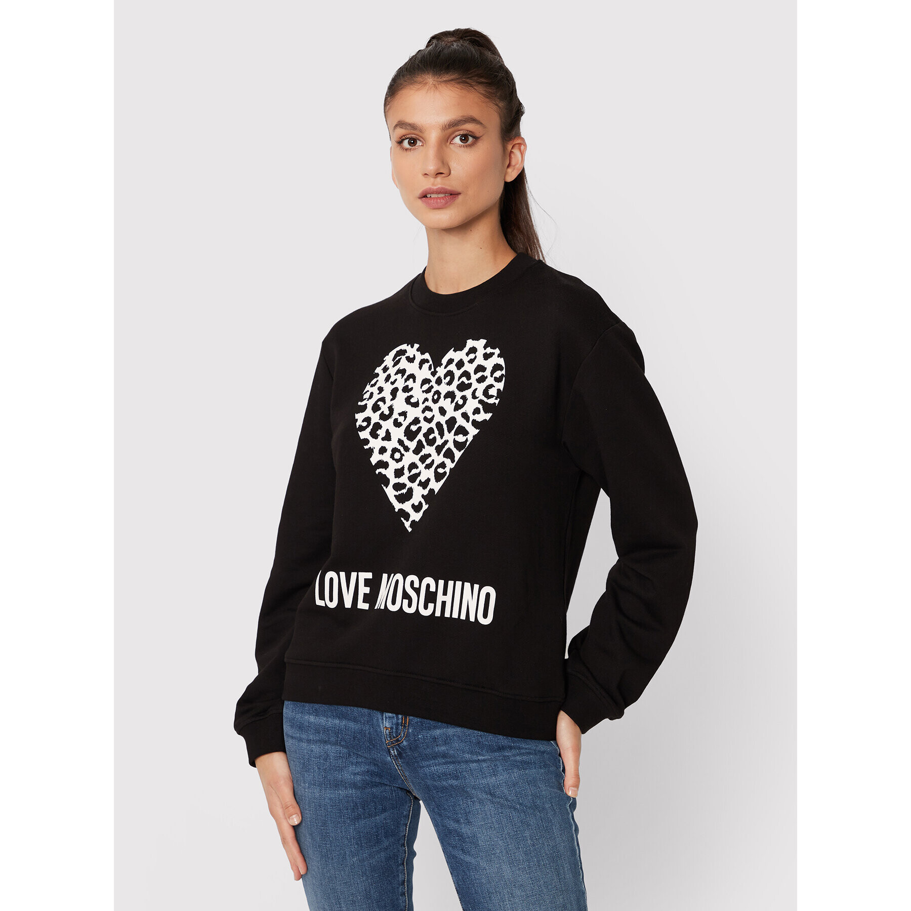 LOVE MOSCHINO Pulóver W630654M 4055 Fekete Regular Fit - Pepit.hu