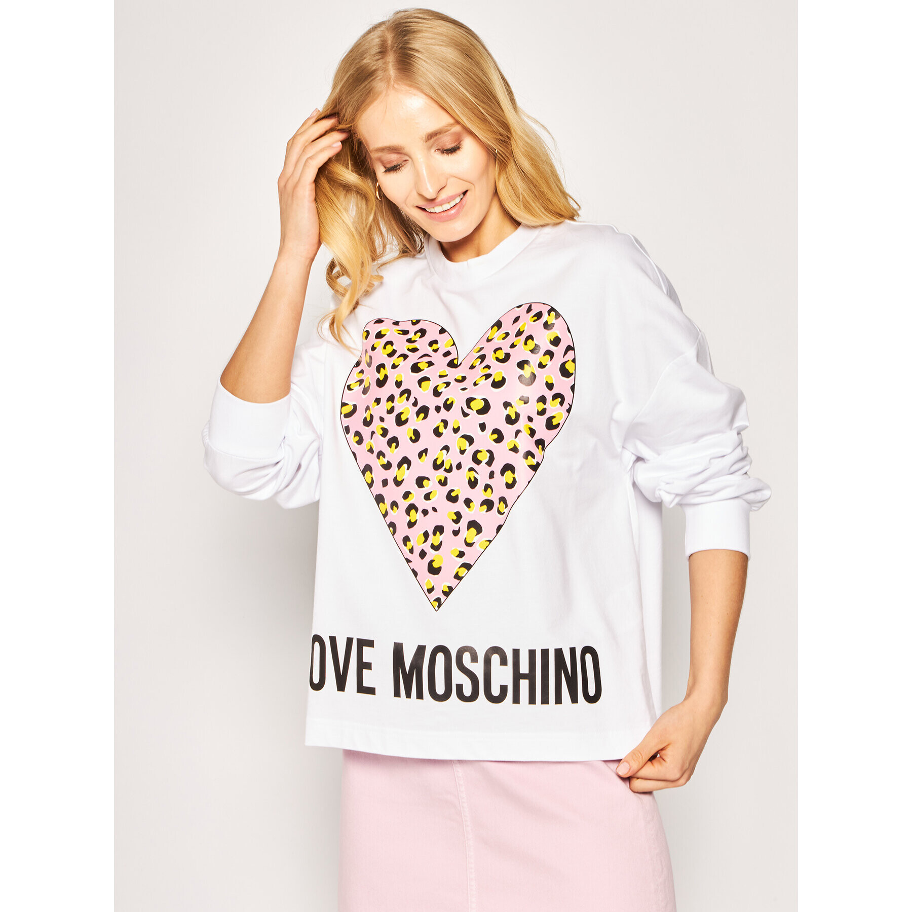 LOVE MOSCHINO Pulóver W635505M 4183 Fehér Regular Fit - Pepit.hu