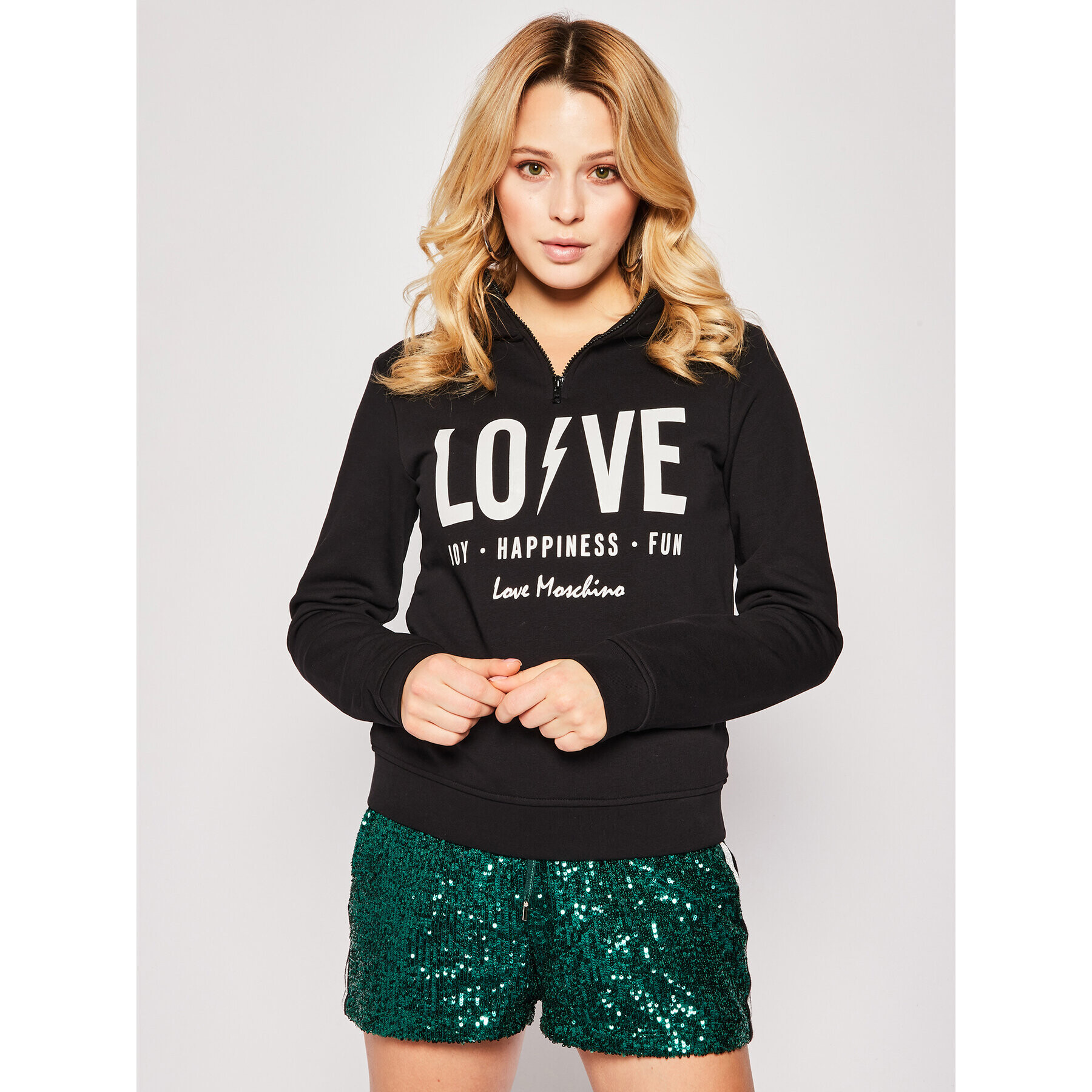 LOVE MOSCHINO Pulóver W639801M 4165 Fekete Regular Fit - Pepit.hu