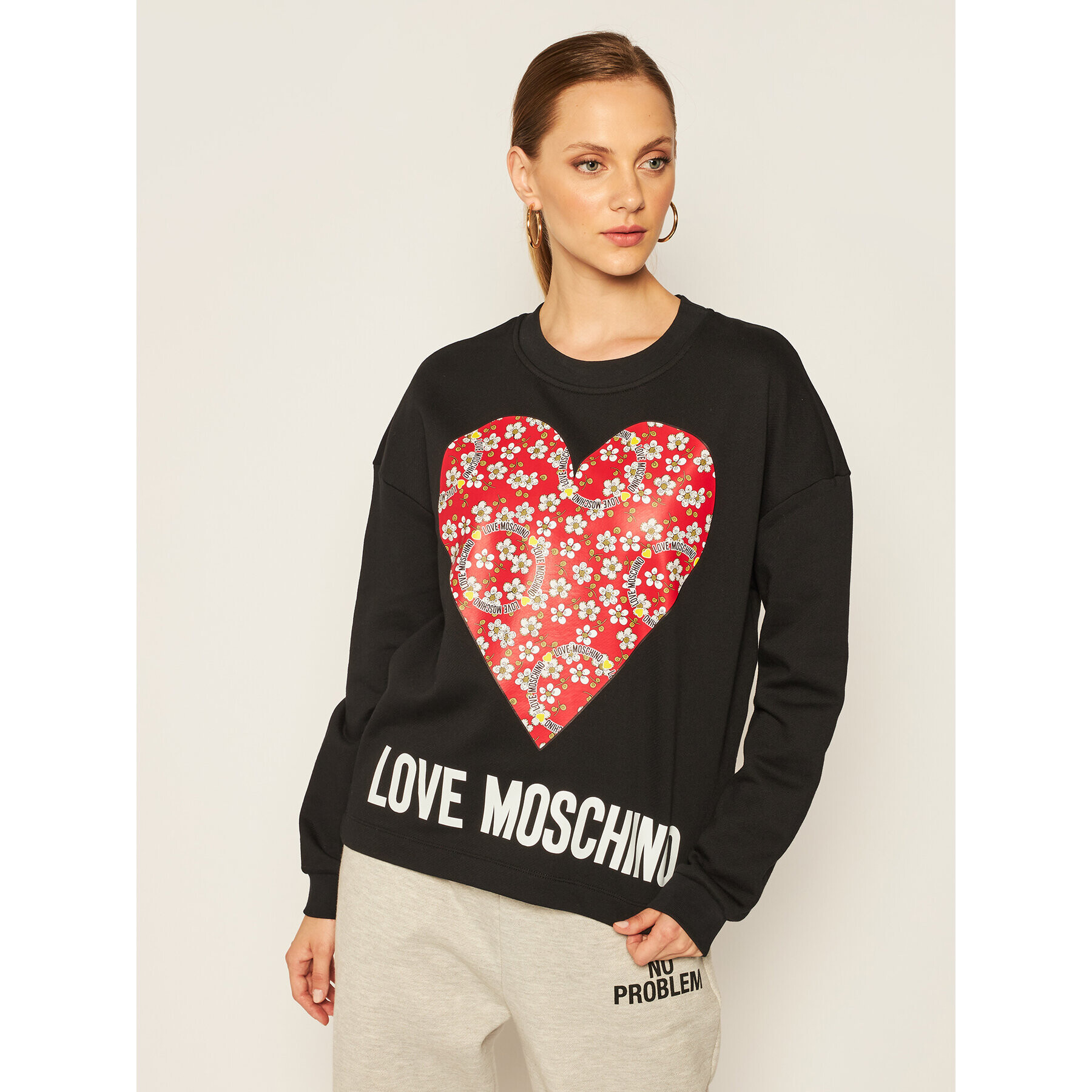 LOVE MOSCHINO Pulóver W640401M 4055 Fekete Regular Fit - Pepit.hu