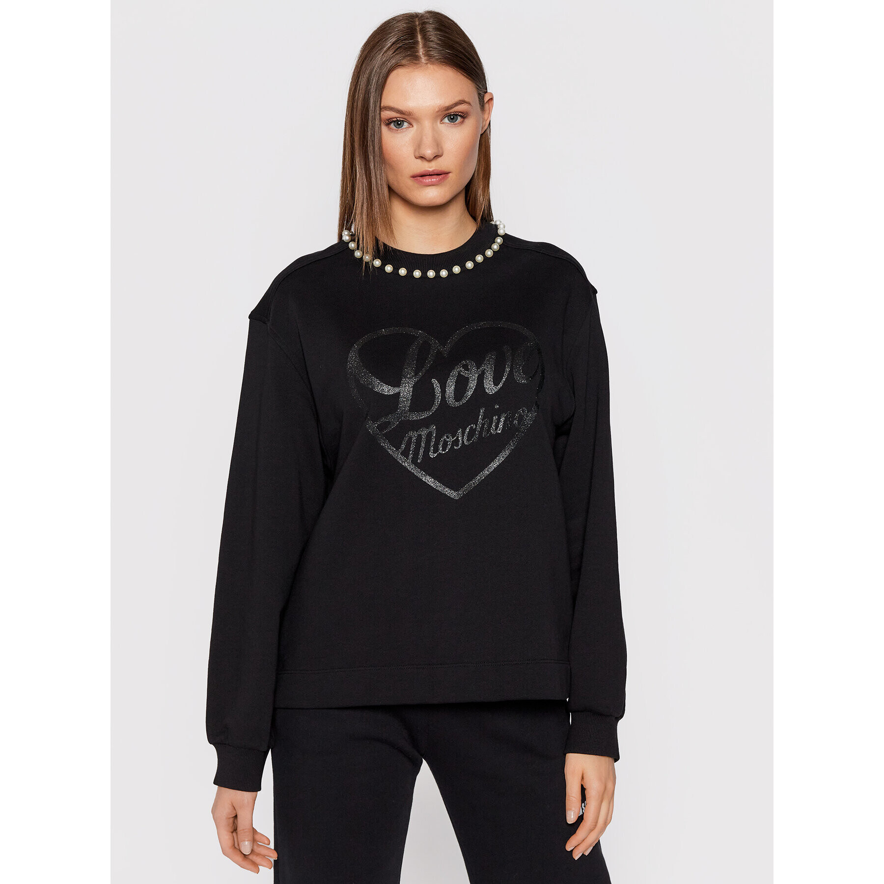 LOVE MOSCHINO Pulóver W644801M 4055 Fekete Regular Fit - Pepit.hu