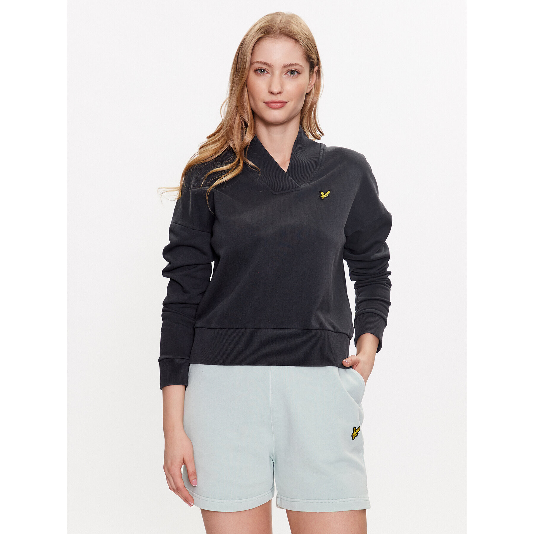 Lyle & Scott Blúz Pigment Dye Henley MLW1803V Fekete Regular Fit - Pepit.hu