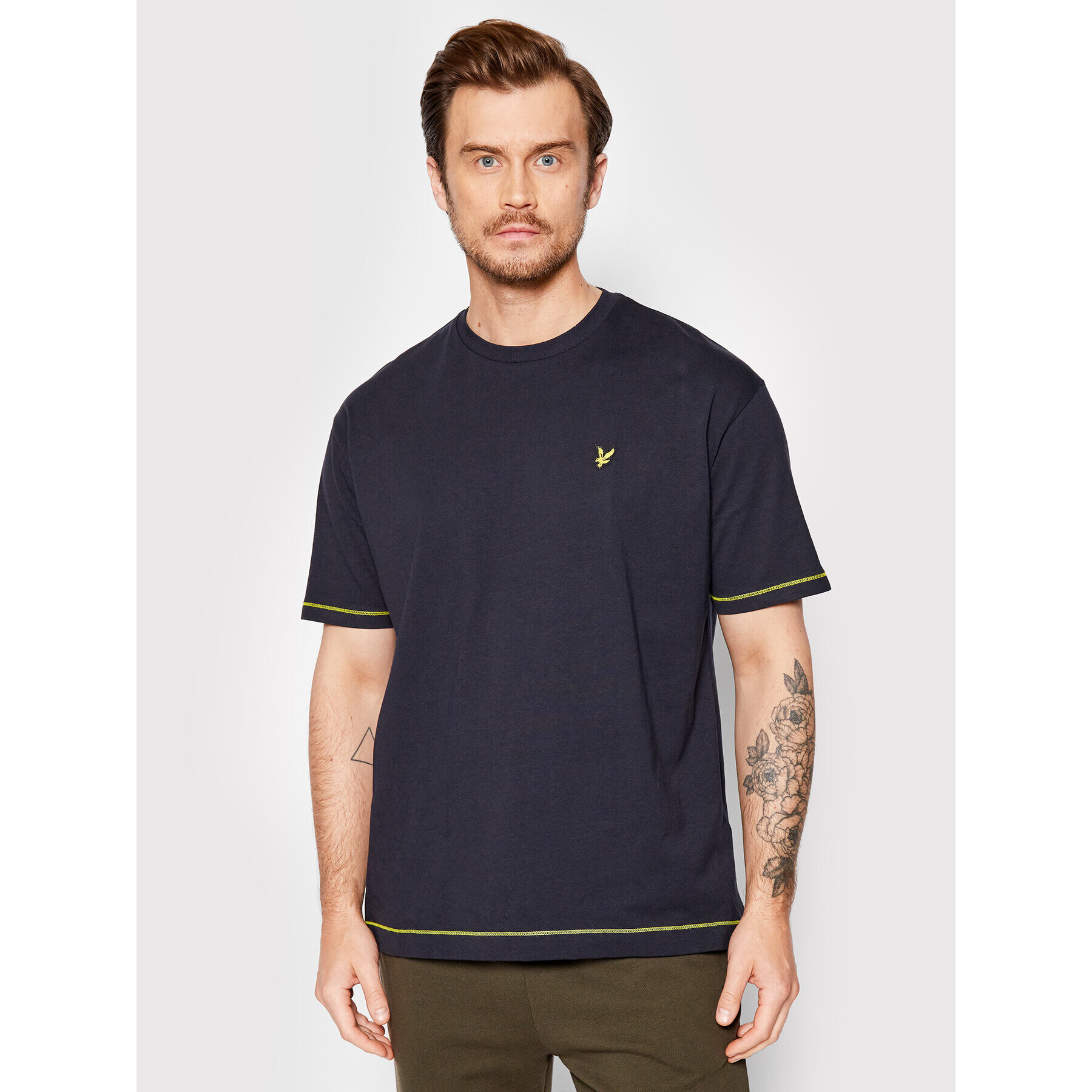 Lyle & Scott Póló Flatlock TS1615V Sötétkék Oversize - Pepit.hu