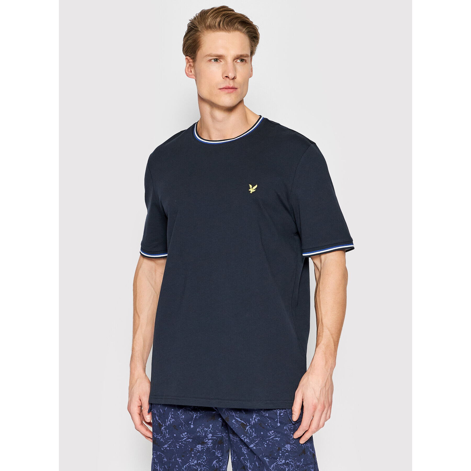 Lyle & Scott Póló Tipped Cuff TS1600V Sötétkék Relaxed Fit - Pepit.hu