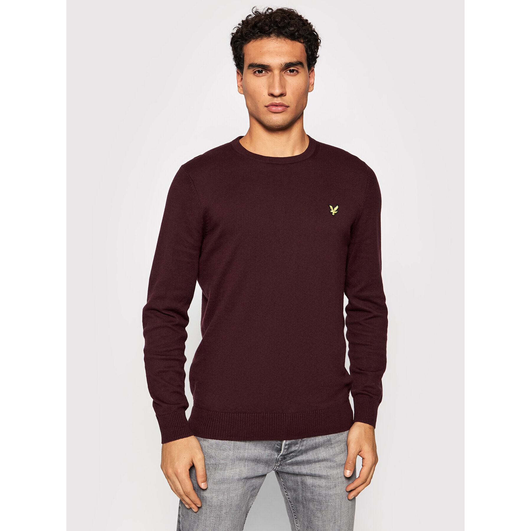 Lyle & Scott Sweater KN400VC Bordó Regular Fit - Pepit.hu