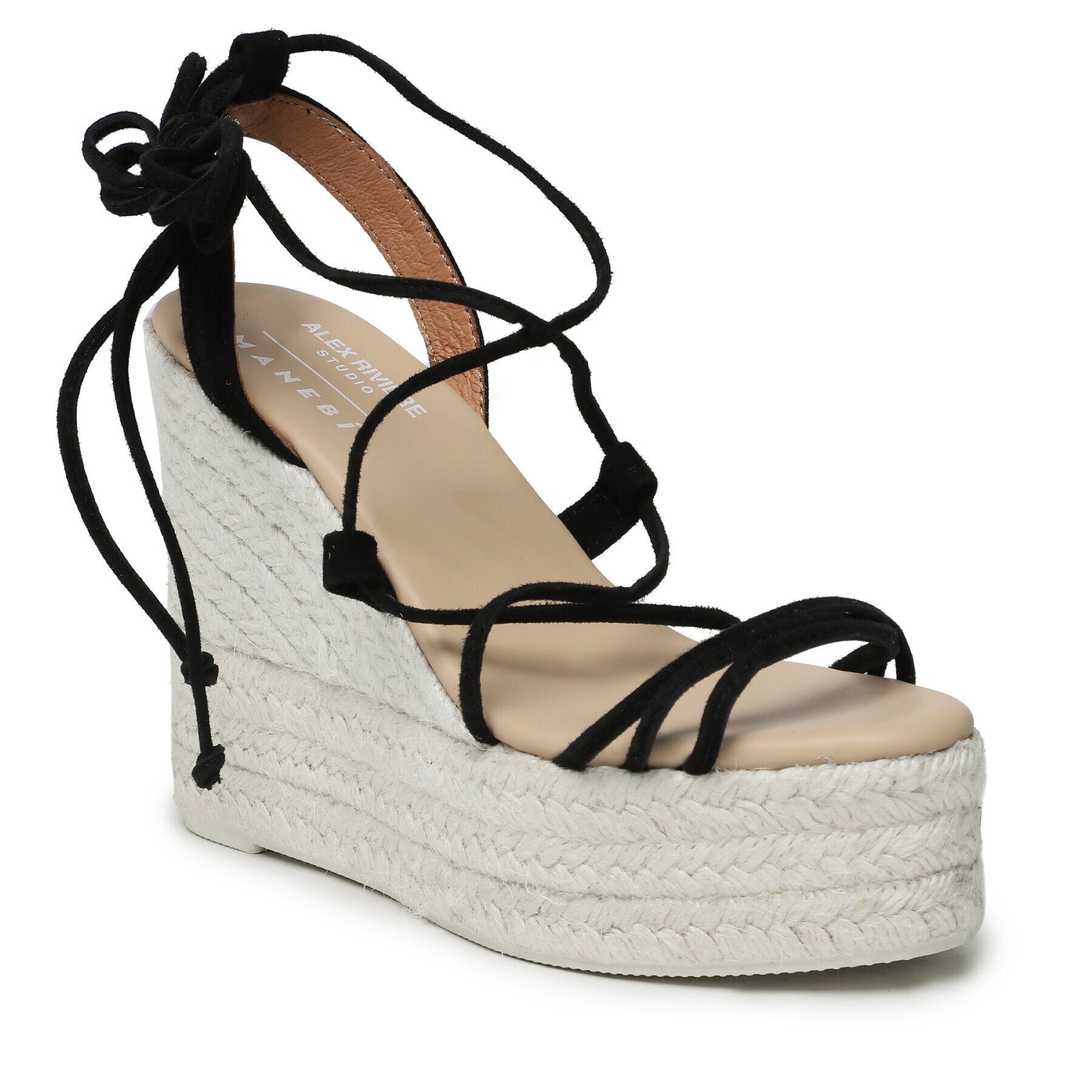 Manebi Espadrilles Lace-Up Wedge Espadrilles L 8.6 WA Fekete - Pepit.hu