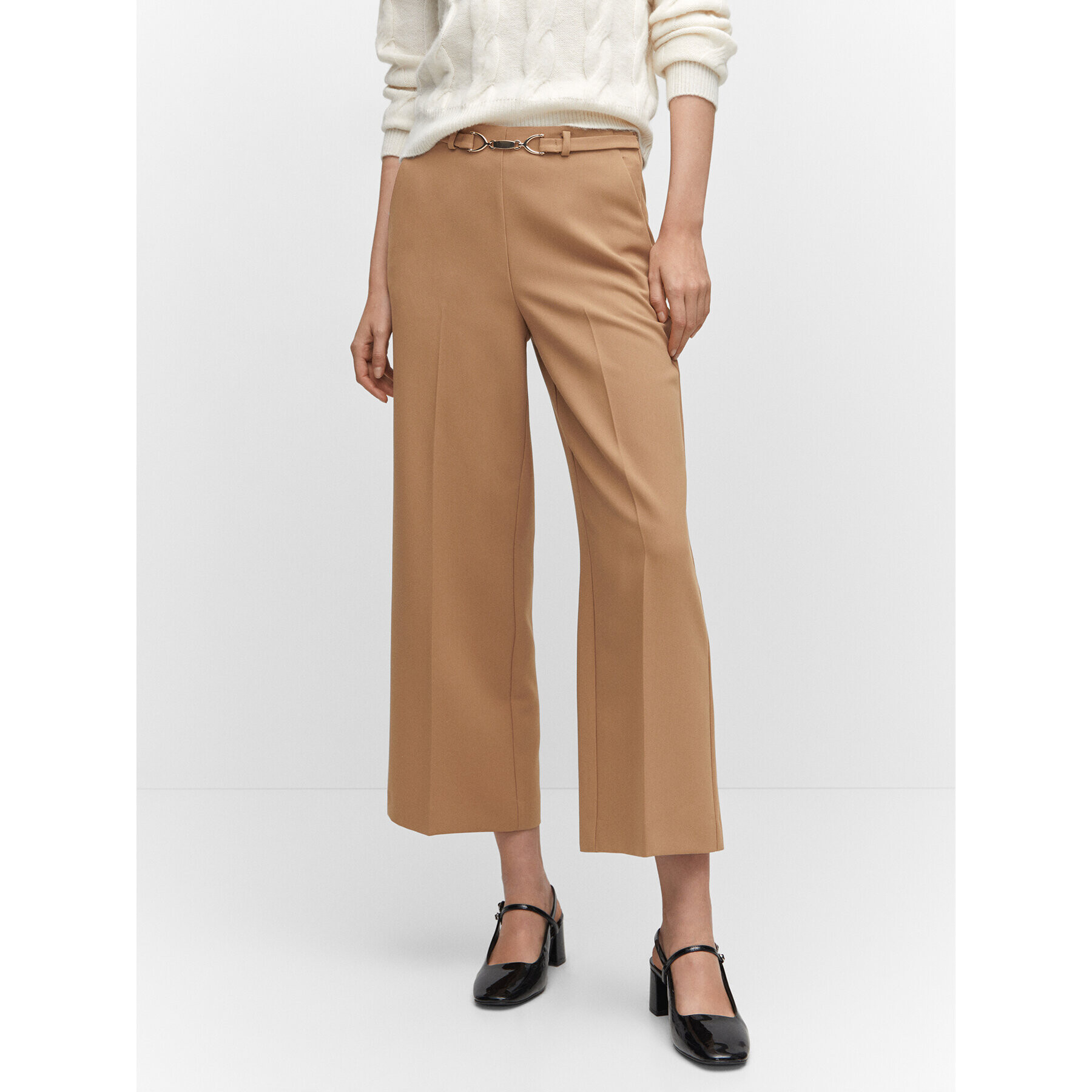 Mango Culotte nadrág Buckle 57043803 Bézs Relaxed Fit - Pepit.hu