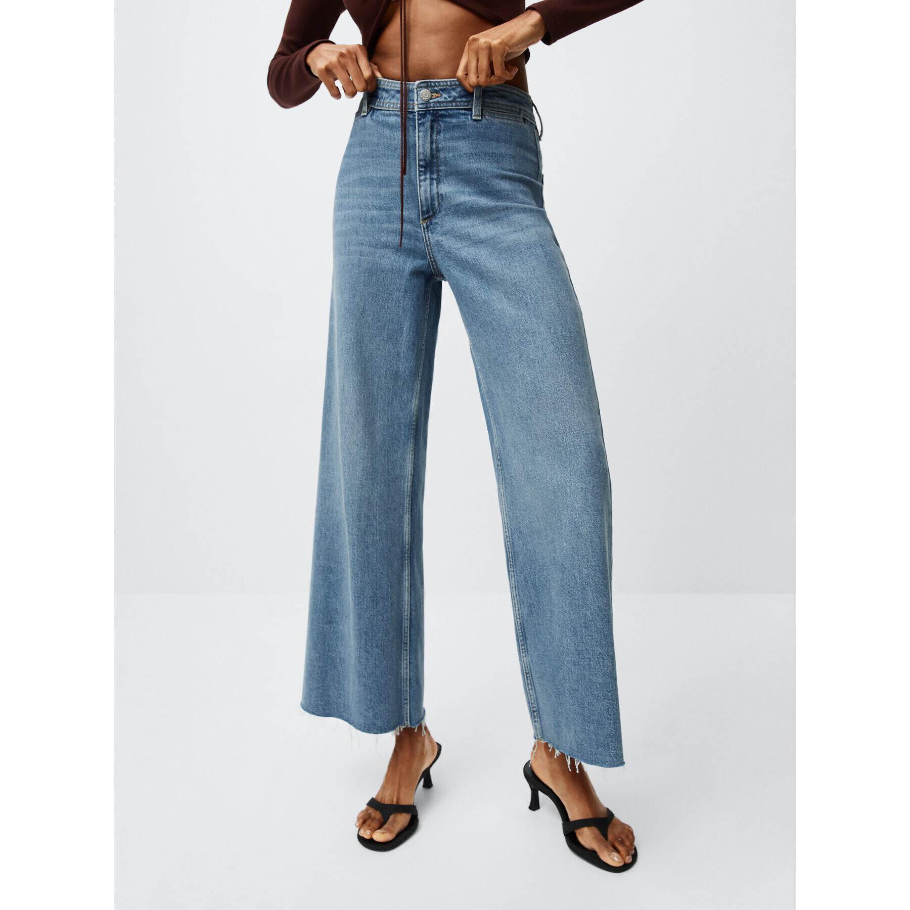 Mango Culotte nadrág Catherin 37000097 Kék Regular Fit - Pepit.hu