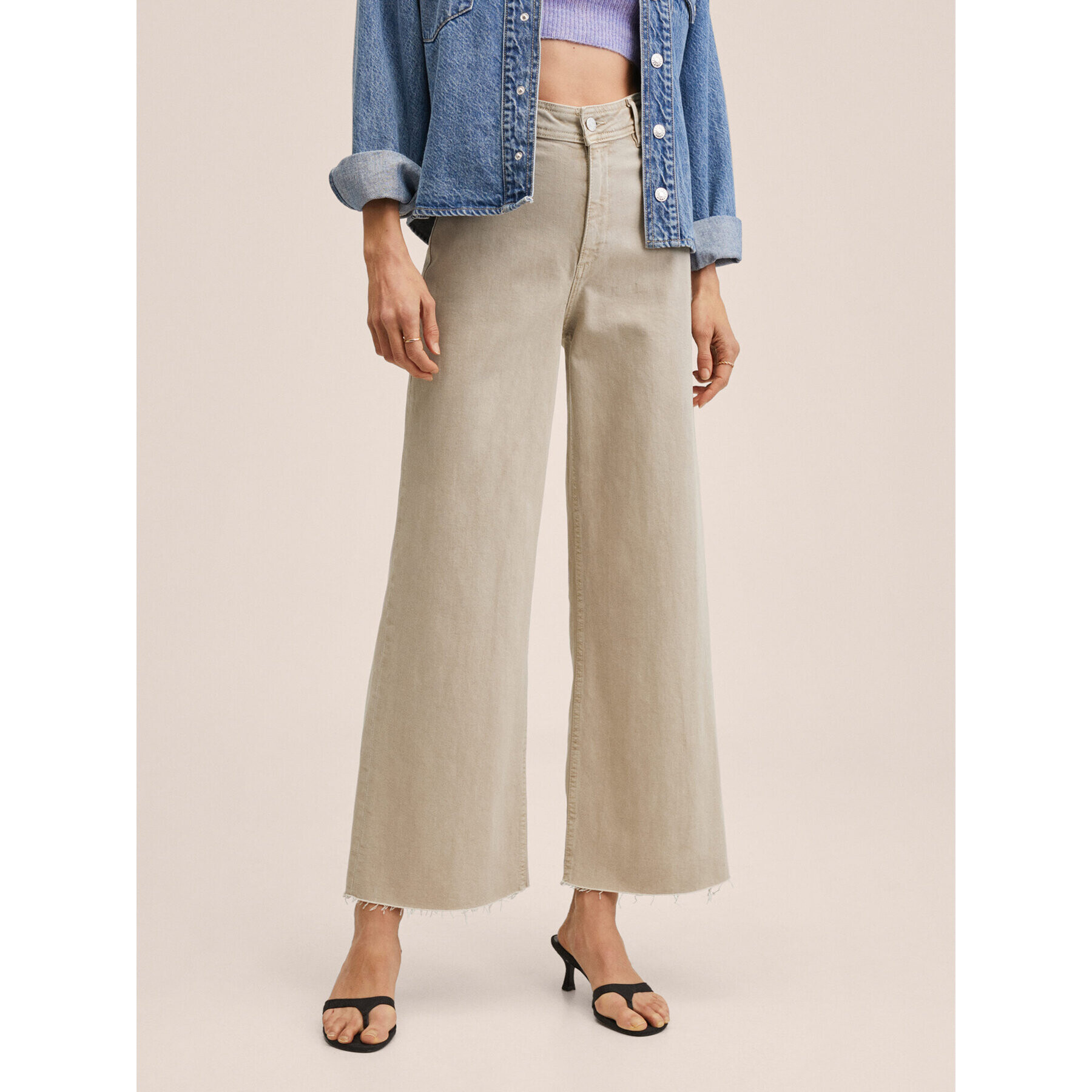 Mango Culotte nadrág Catherin 37081286 Bézs Regular Fit - Pepit.hu