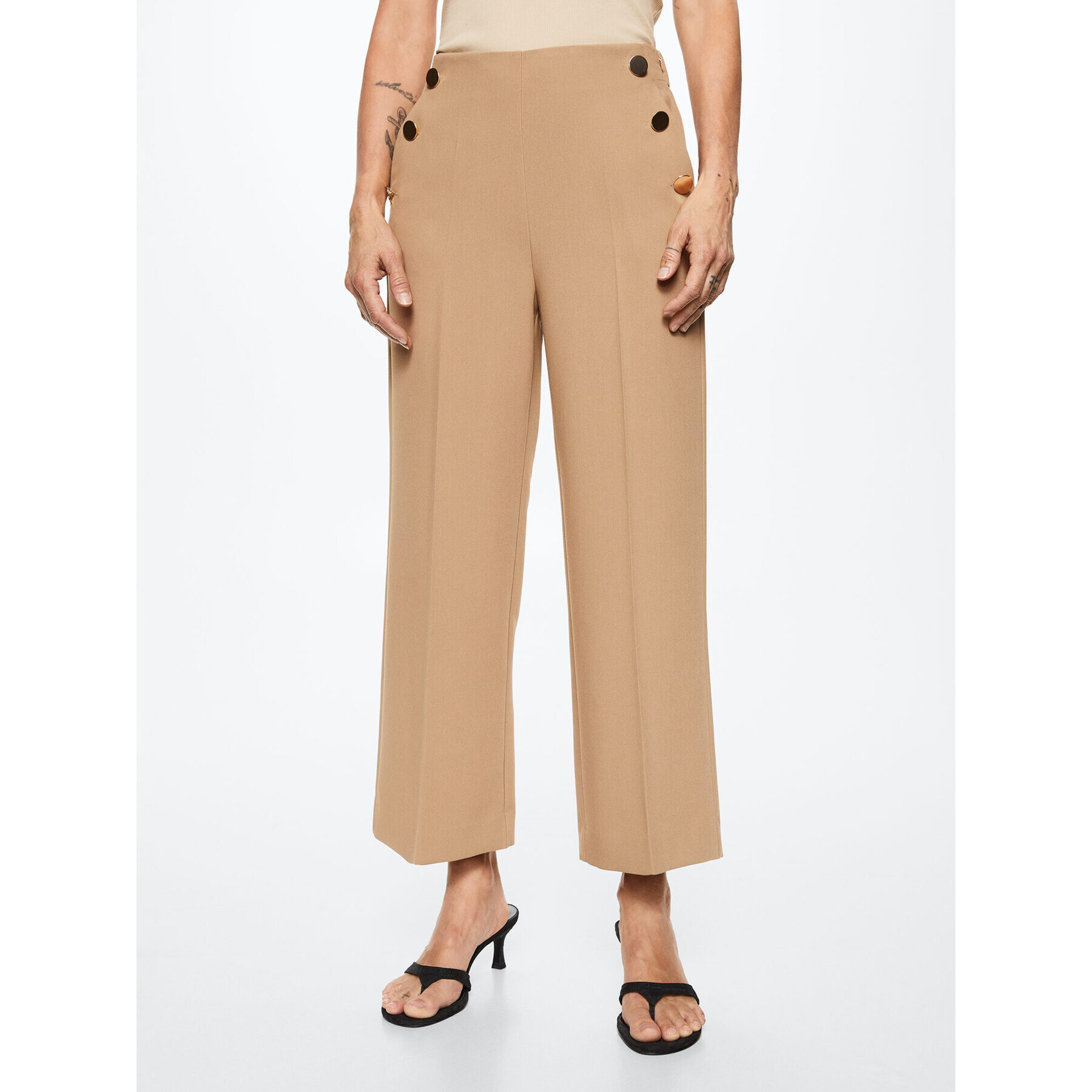 Mango Culotte nadrág Dorado 37005137 Bézs Regular Fit - Pepit.hu