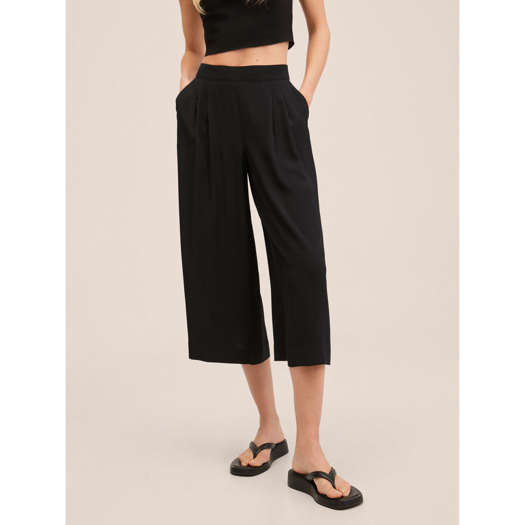 Mango Culotte nadrág Life 27008633 Fekete Relaxed Fit - Pepit.hu