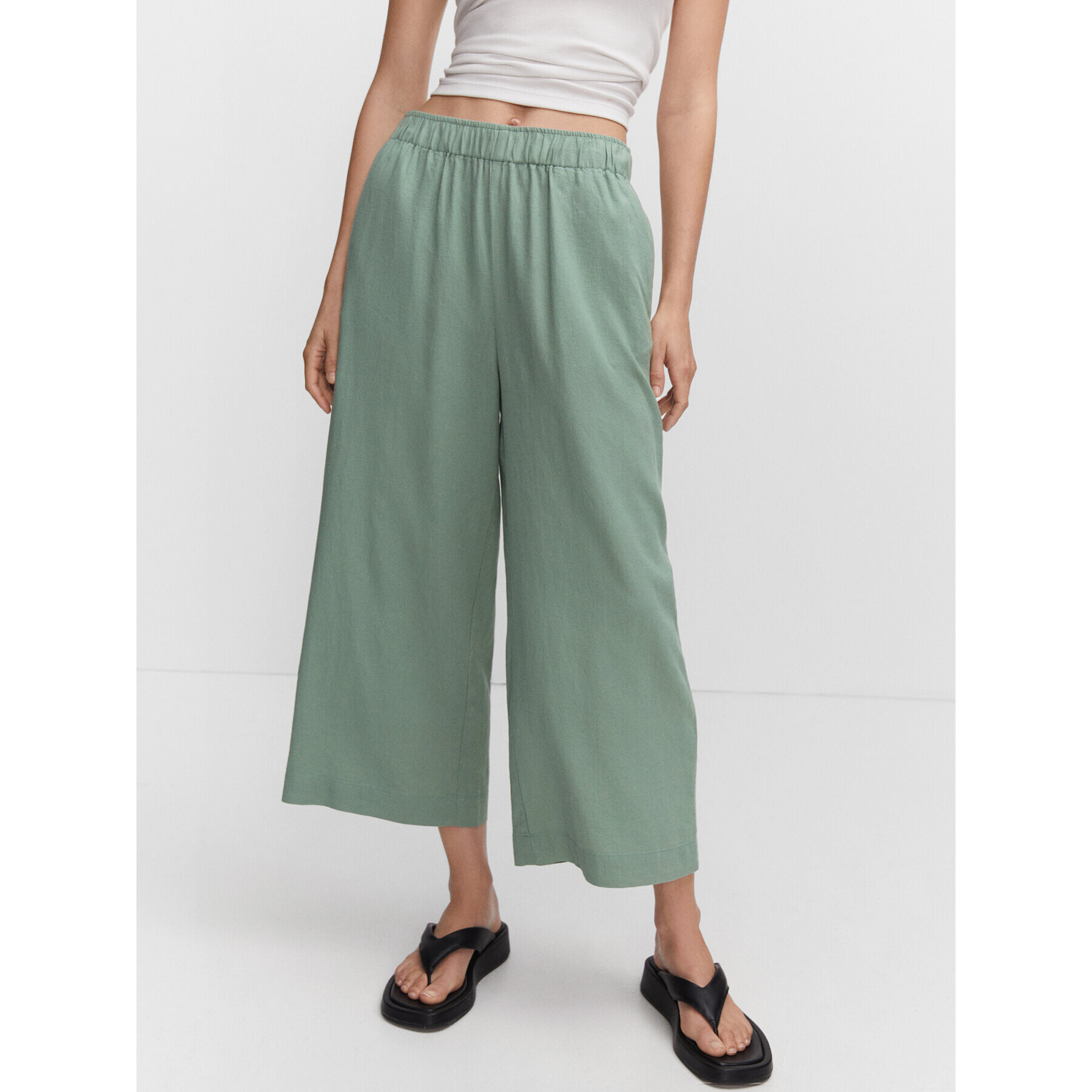 Mango Culotte nadrág Linovis 47068629 Zöld Relaxed Fit - Pepit.hu