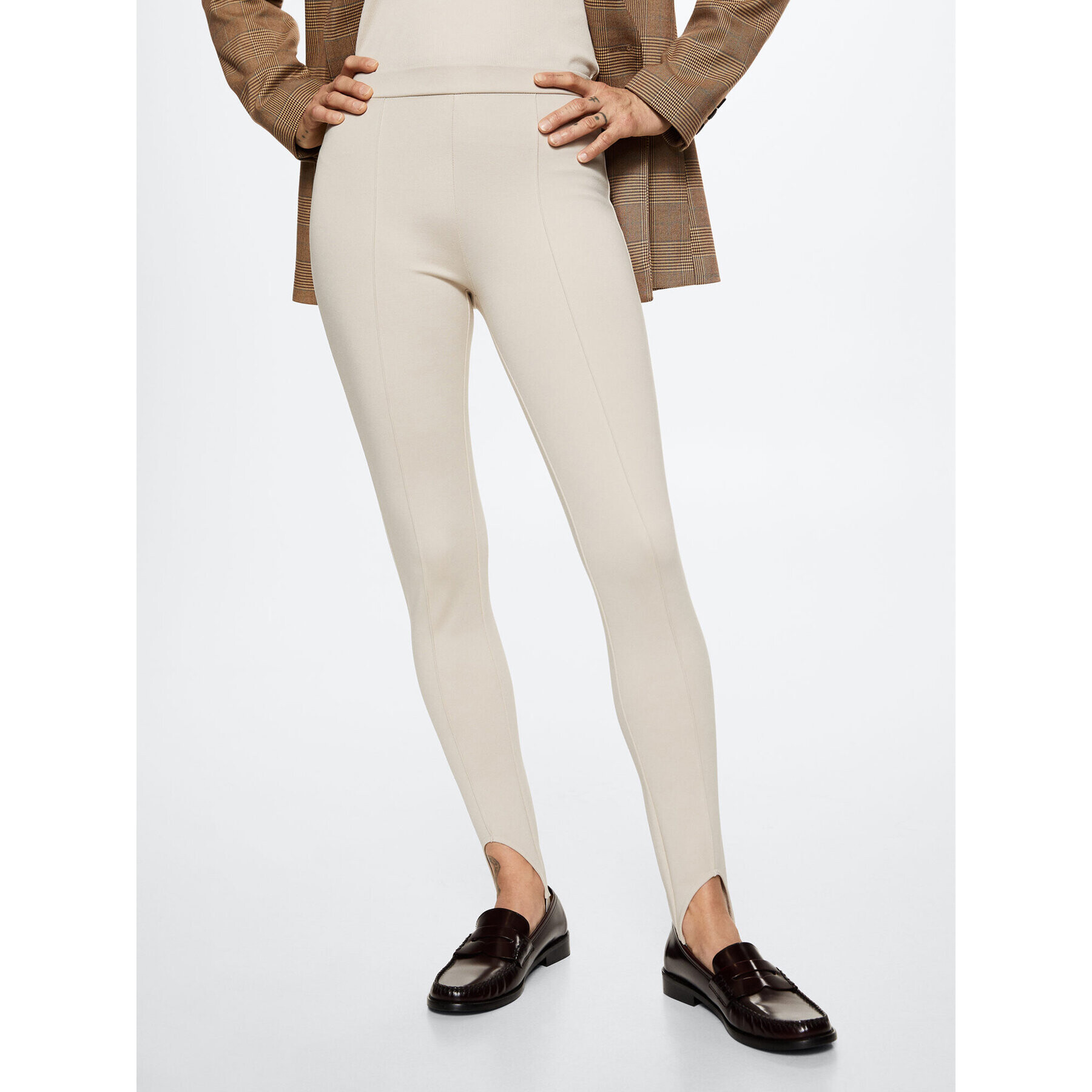 Mango Leggings Alamar 37033839 Bézs Slim Fit - Pepit.hu