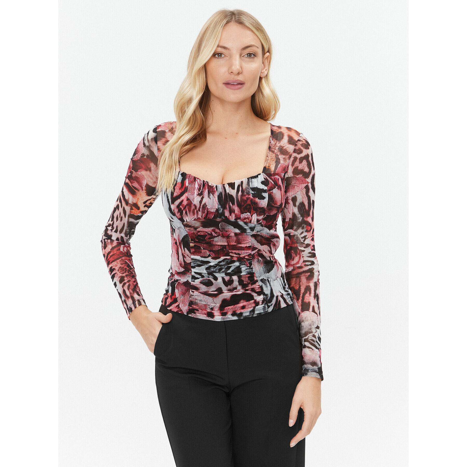 Marciano Guess Blúz Leopard 3BGP07 6875Z Rózsaszín Regular Fit - Pepit.hu