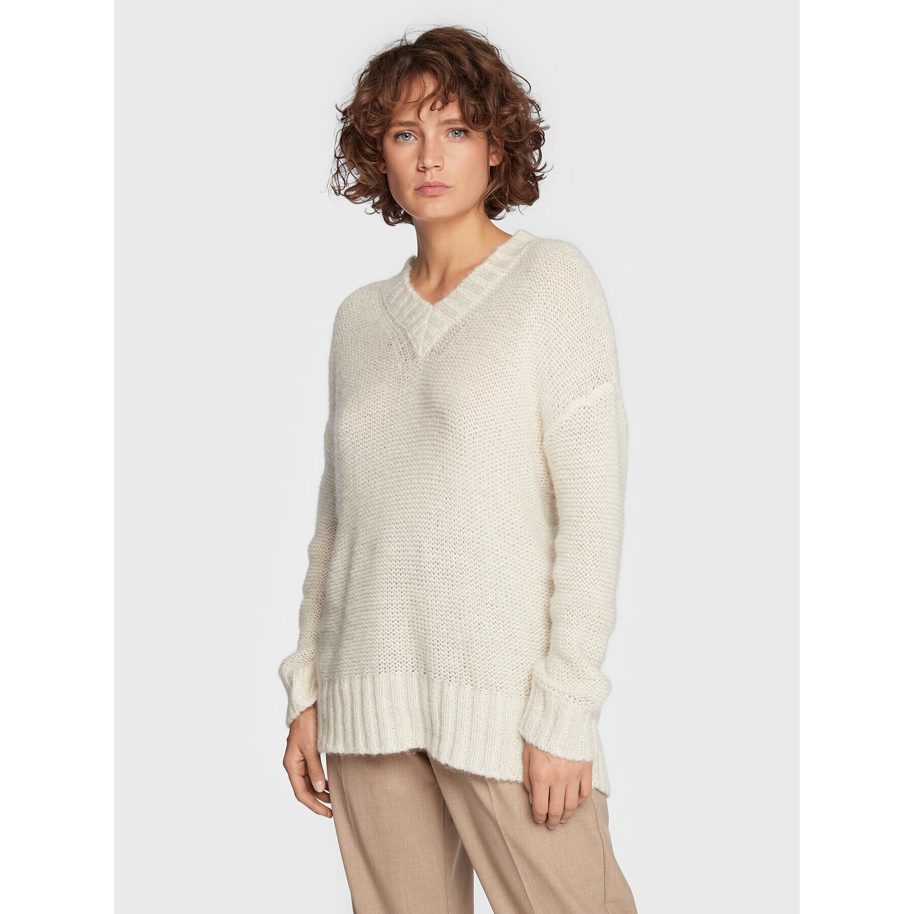 Marella Sweater Colla 33660829 Bézs Relaxed Fit - Pepit.hu