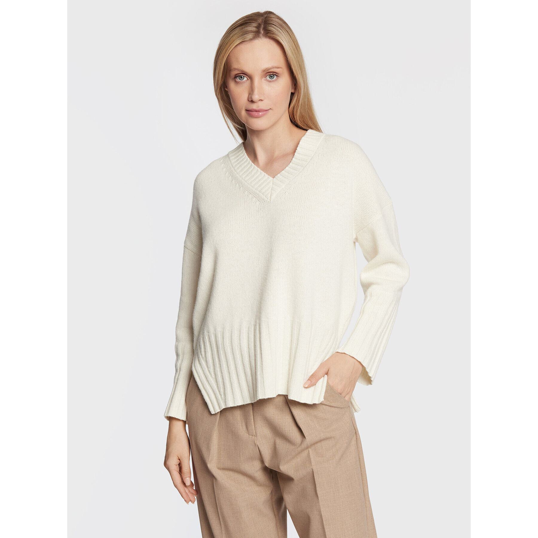 Marella Sweater Maglia 33661929 Fehér Oversize - Pepit.hu