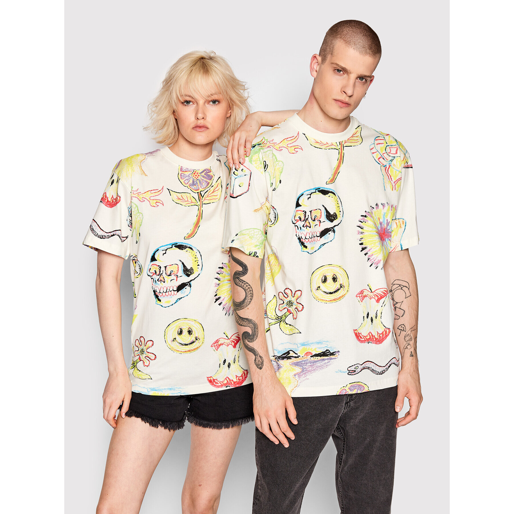 Market Póló Unisex SMILEY Coloring 399001096 Fehér Relaxed Fit - Pepit.hu