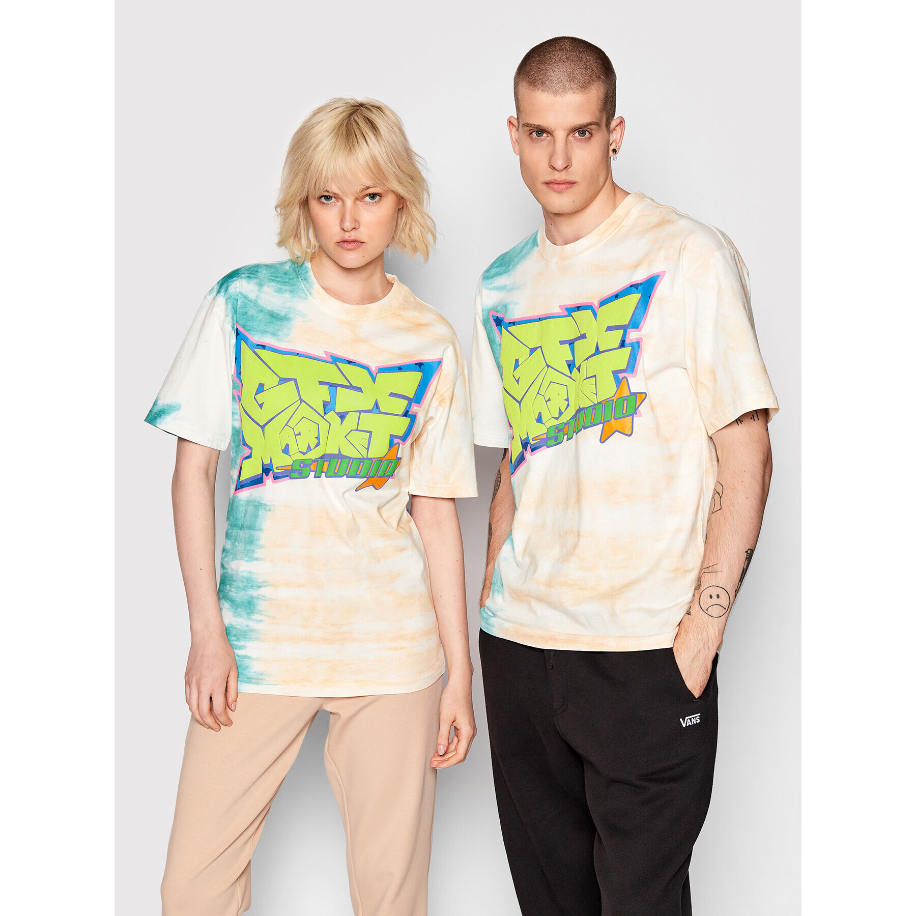 Market Póló Unisex Studio Tie Dye 399001076 Színes Relaxed Fit - Pepit.hu