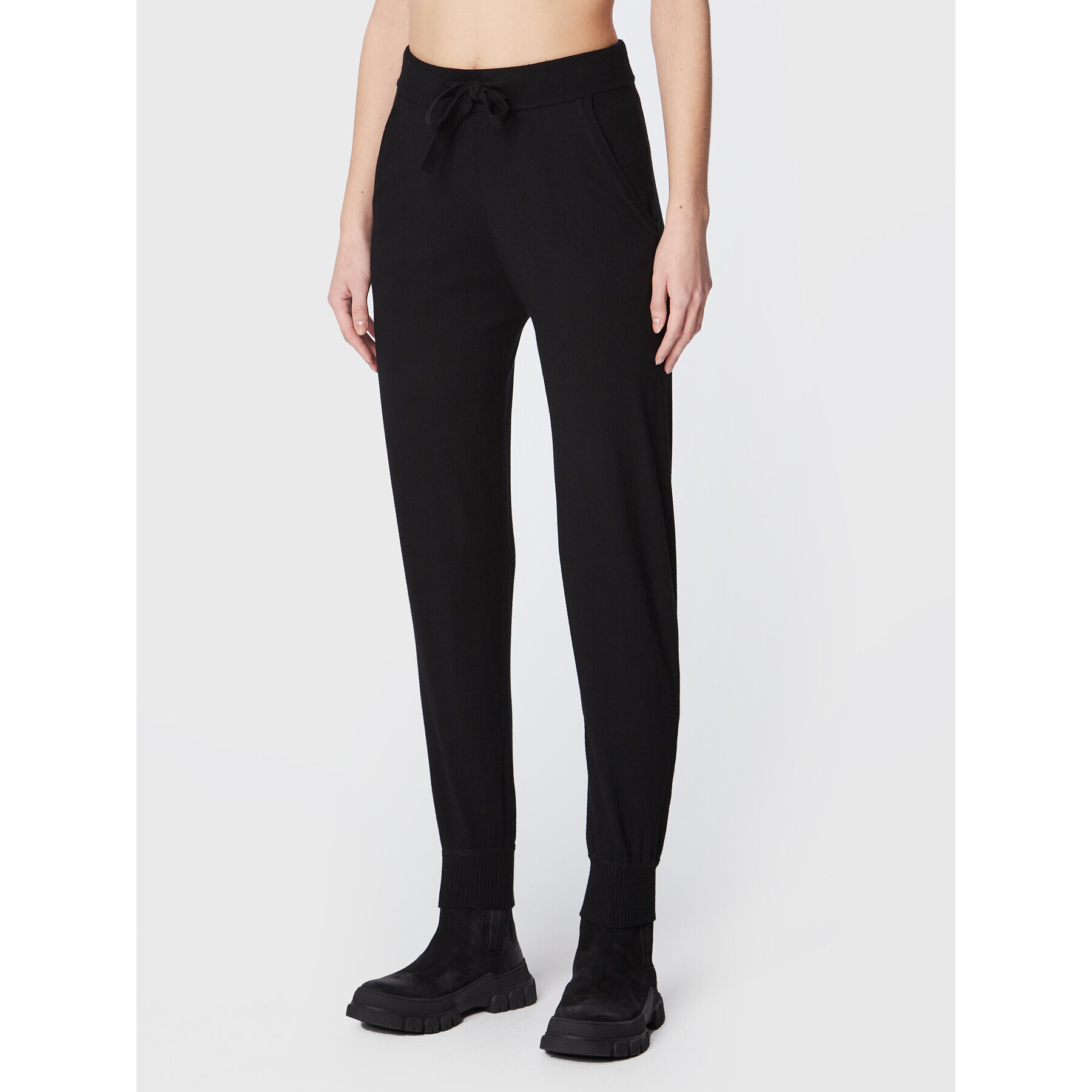 Max Mara Leisure Kötött nadrág Egadi 33360126 Fekete Regular Fit - Pepit.hu