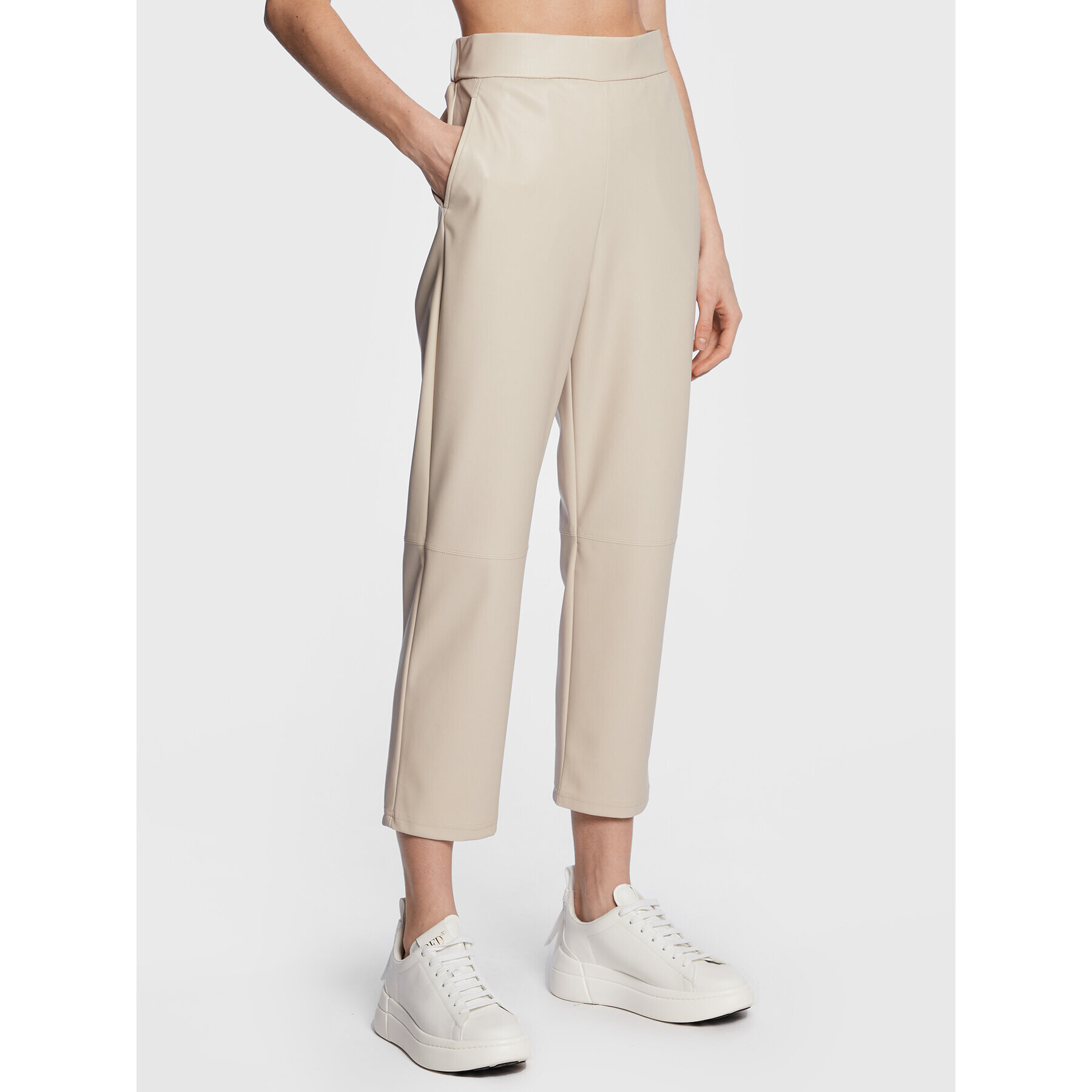 Max Mara Leisure Műbőr nadrág Diomede 23378101 Ekru Regular Fit - Pepit.hu