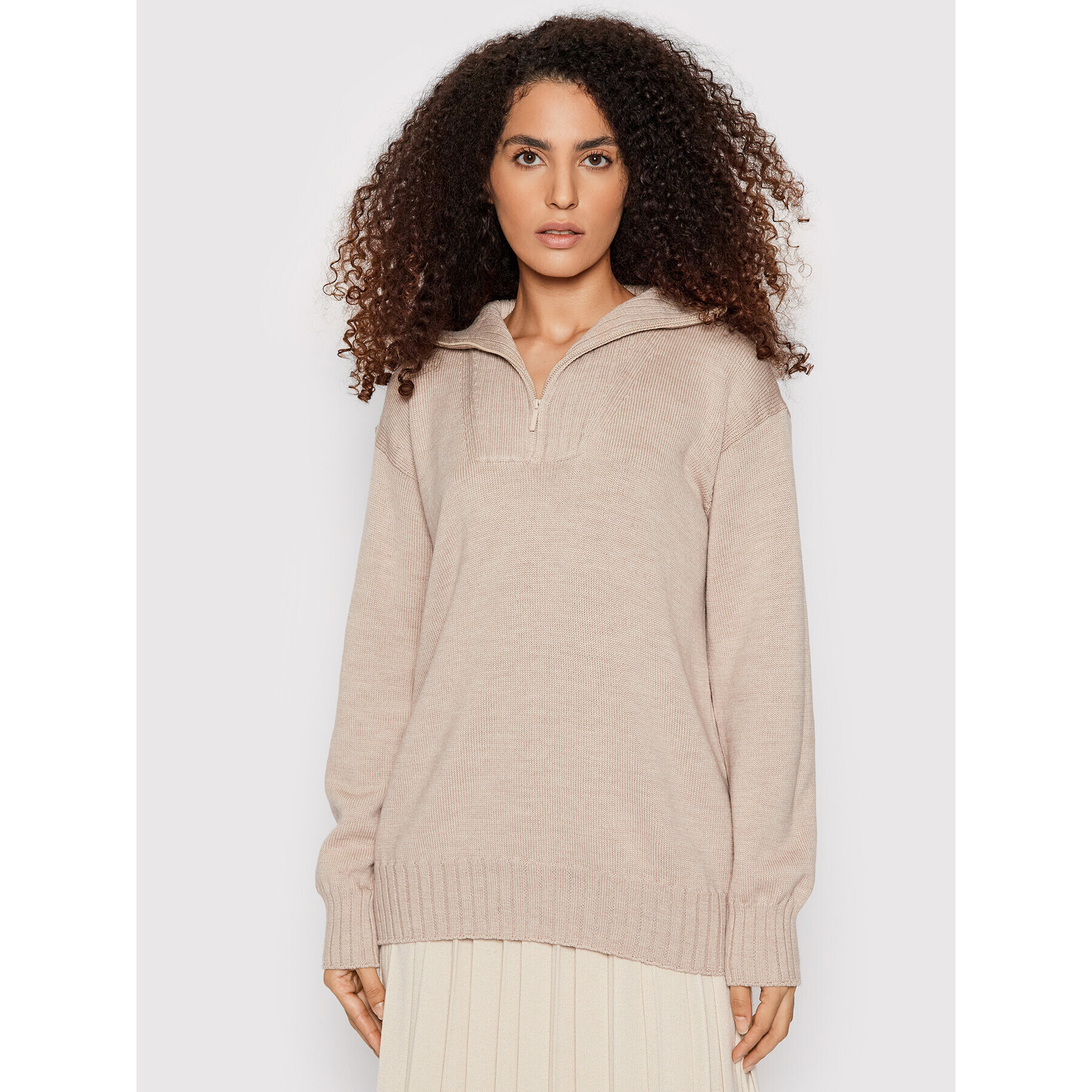 Max Mara Leisure Sweater Bird 33661016 Bézs Relaxed Fit - Pepit.hu