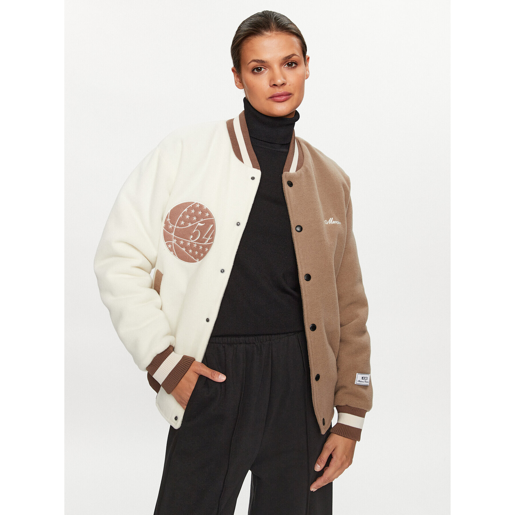 Mercer Amsterdam Bomber dzseki Unisex The All Out Varsity MEAP231007 Bézs Regular Fit - Pepit.hu