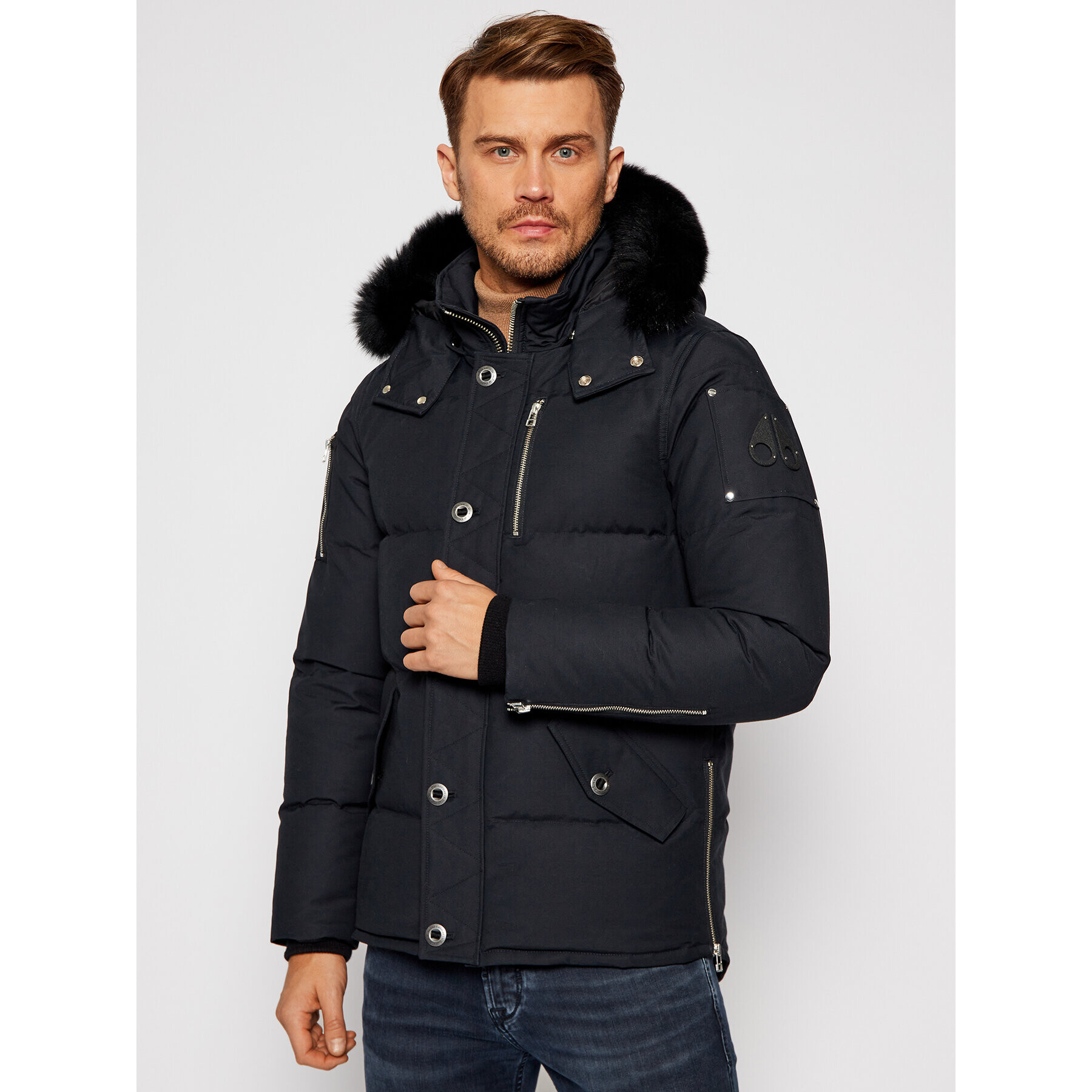 Moose Knuckles Pehelykabát 3Q Jacket MK2228M3Q Sötétkék Regular Fit - Pepit.hu