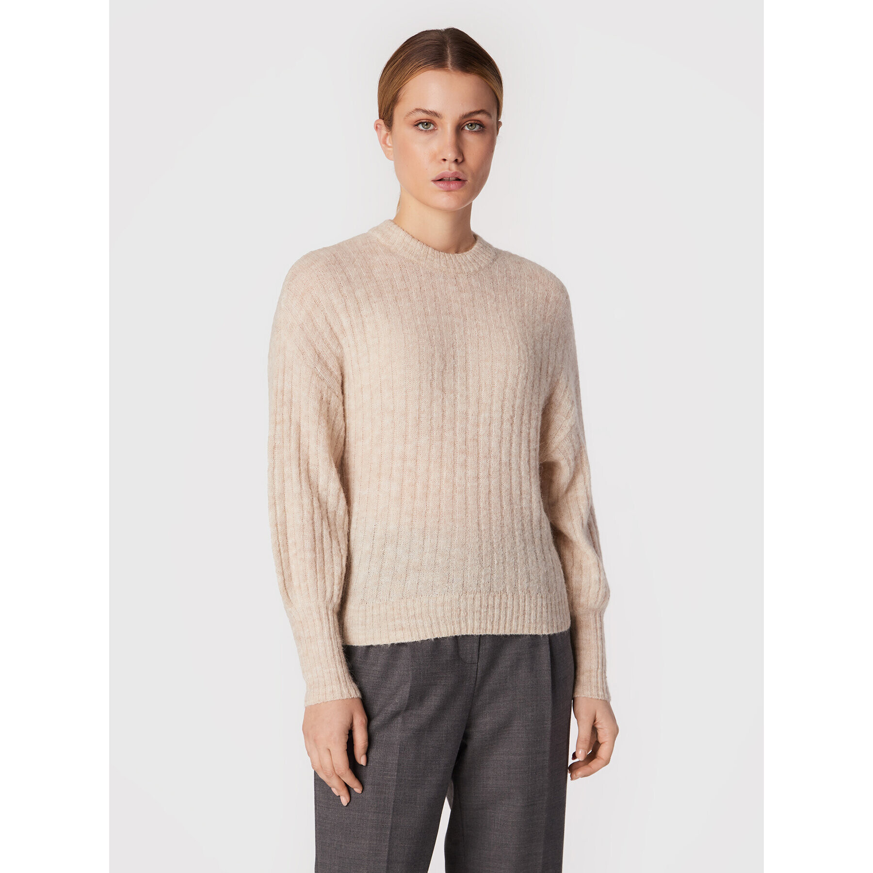 Moss Copenhagen Sweater Cheanna 16848 Bézs Regular Fit - Pepit.hu