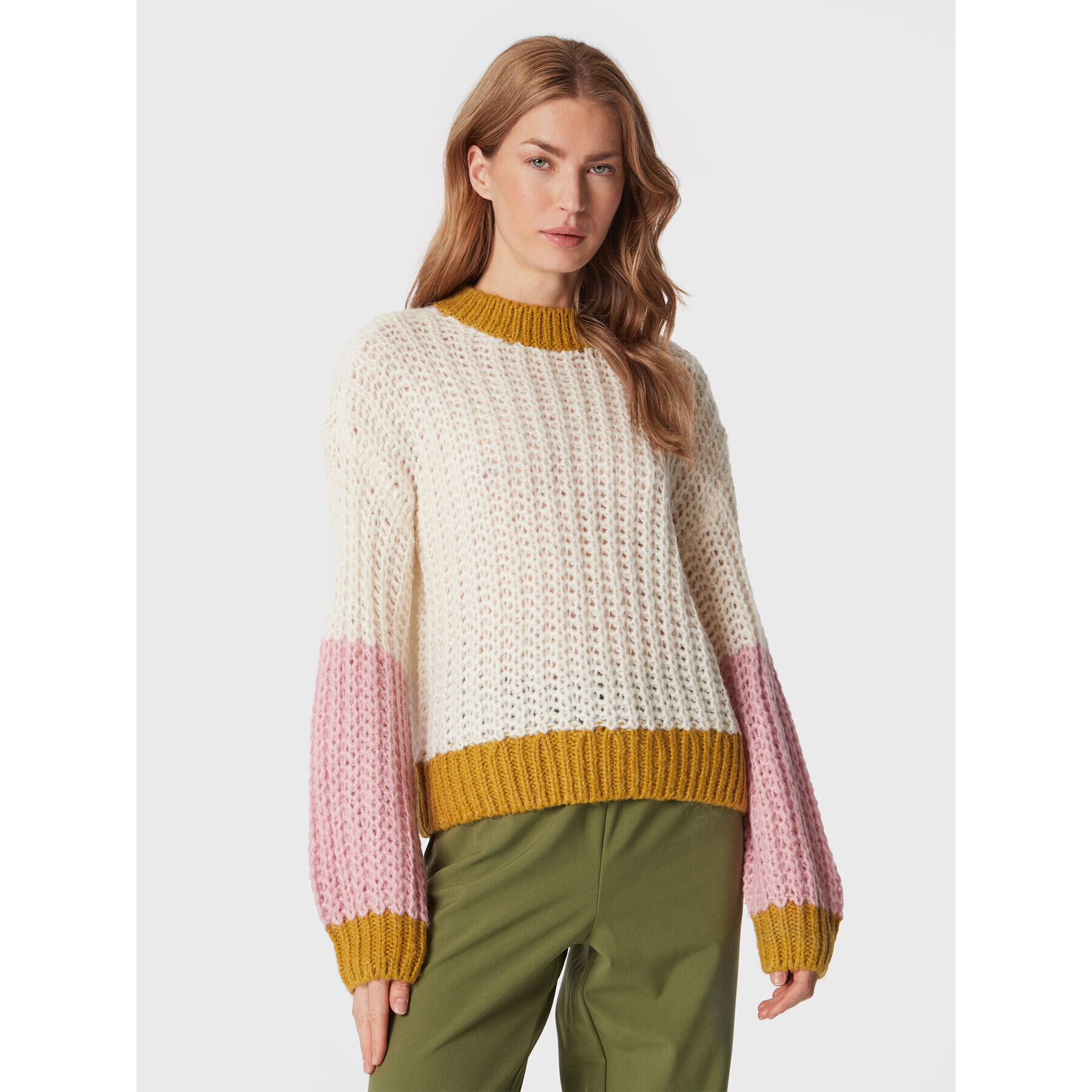 Moss Copenhagen Sweater Hinari Heidi 17212 Ekru Regular Fit - Pepit.hu