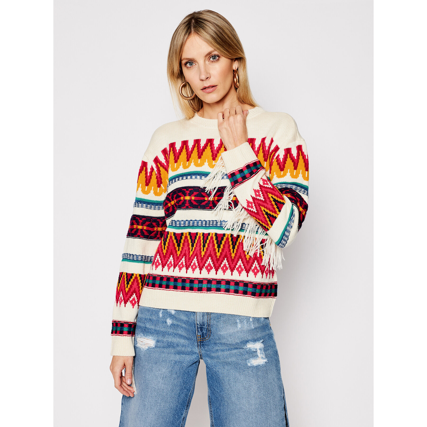 My Twin Sweater 202MP3220 Bézs Loose Fit - Pepit.hu