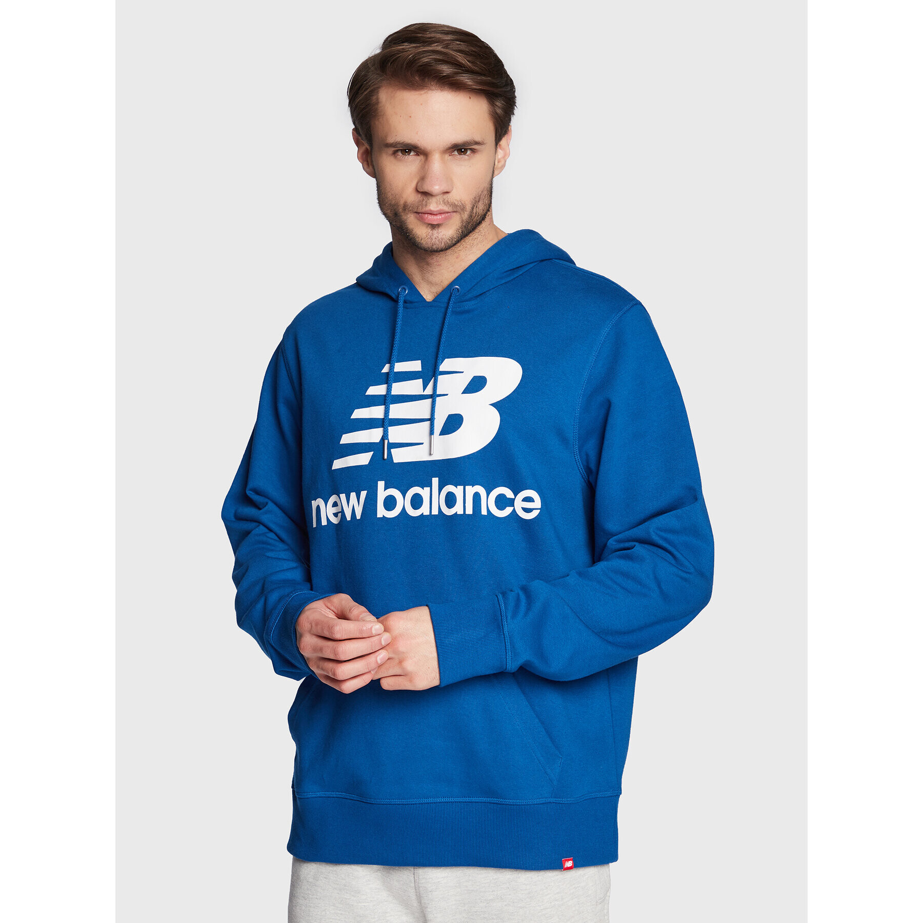 New Balance Pulóver Essentials Stacked Logo MT03558 Kék Relaxed Fit - Pepit.hu