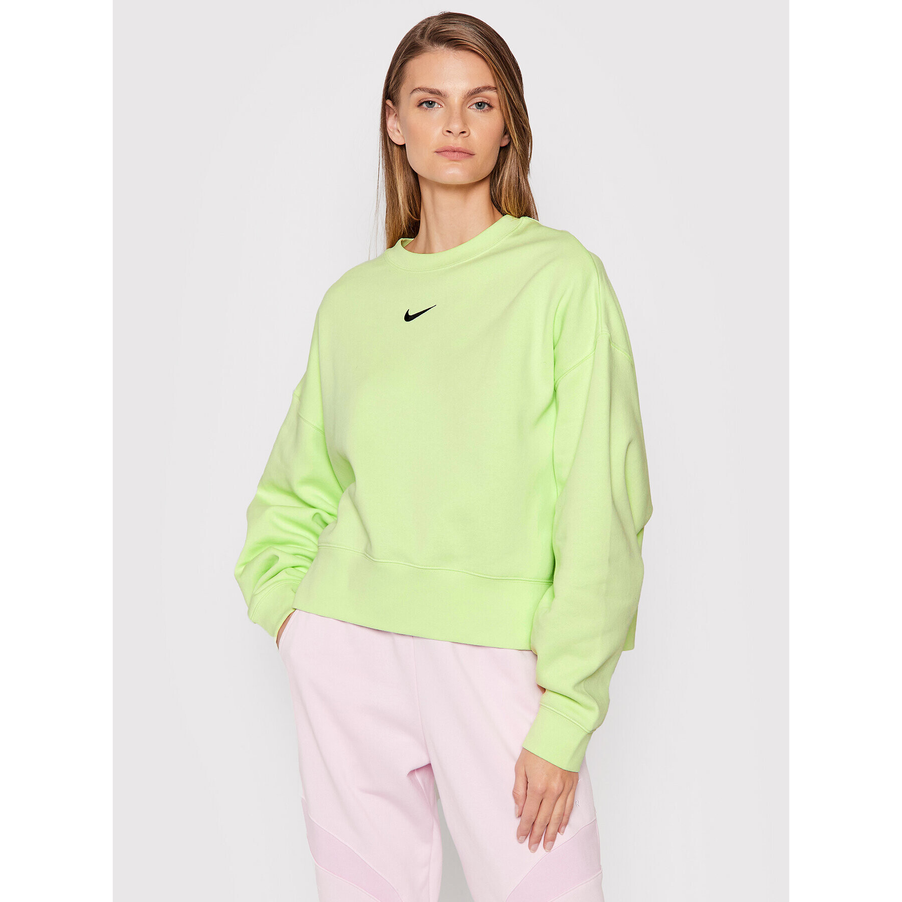 Nike Pulóver Sportswear Collection Essentials DJ7665 Zöld Oversize - Pepit.hu