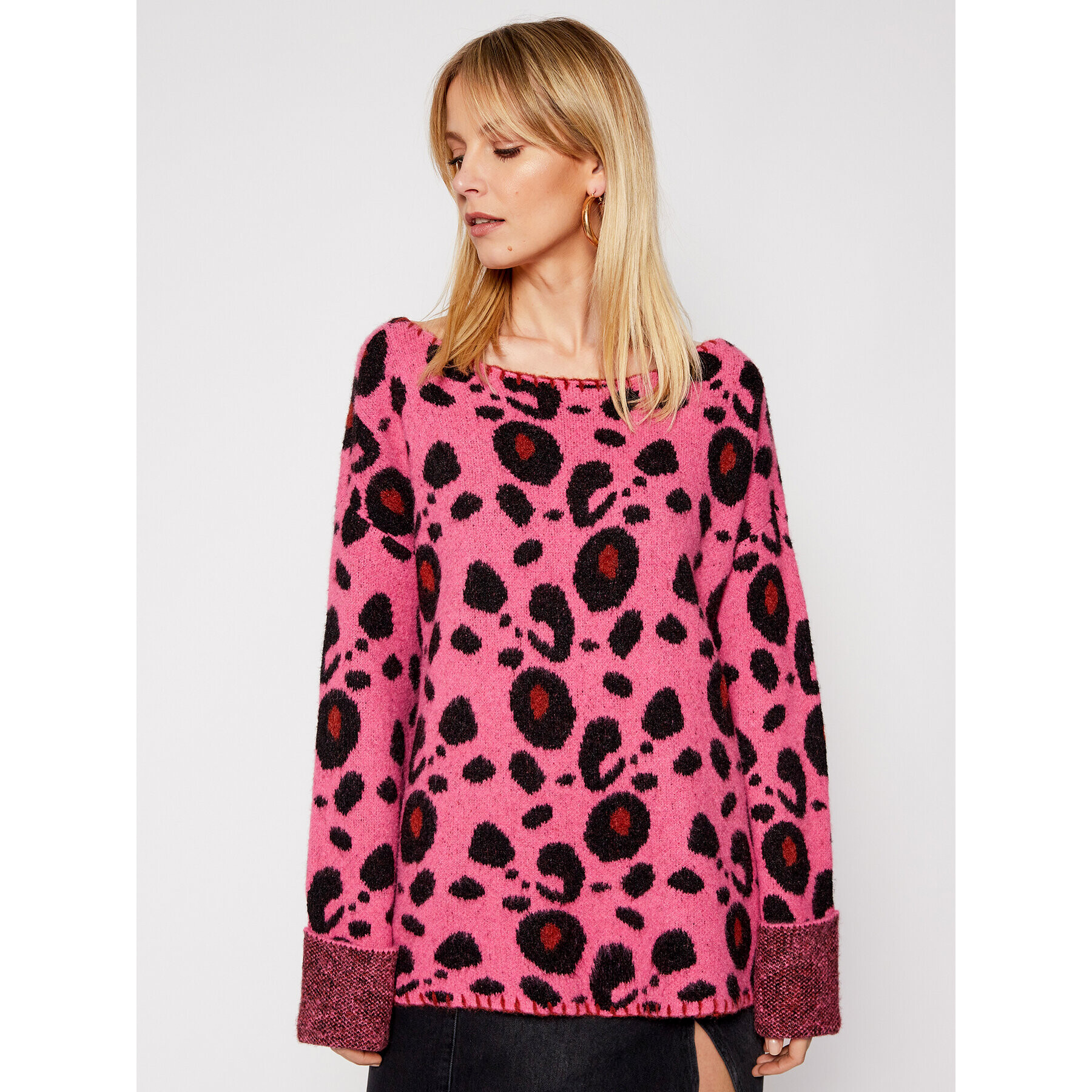 One Teaspoon Sweater Lepopard 23611 Rózsaszín Regular Fit - Pepit.hu