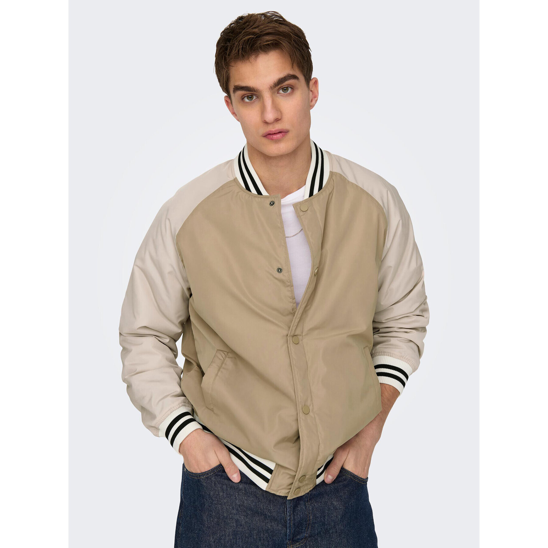 Only & Sons Bomber dzseki 22025423 Bézs Regular Fit - Pepit.hu