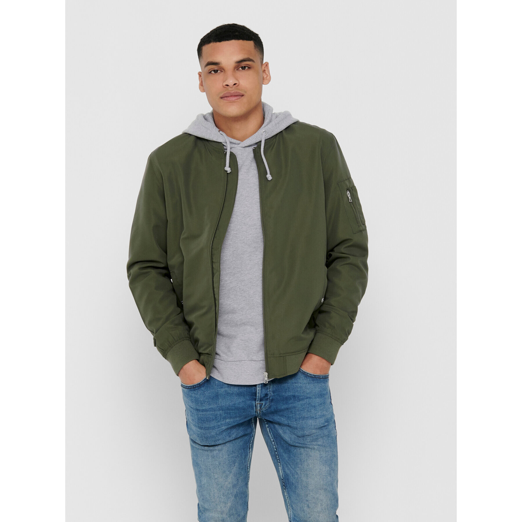 Only & Sons Bomber dzseki Jack 22015866 Zöld Regular Fit - Pepit.hu