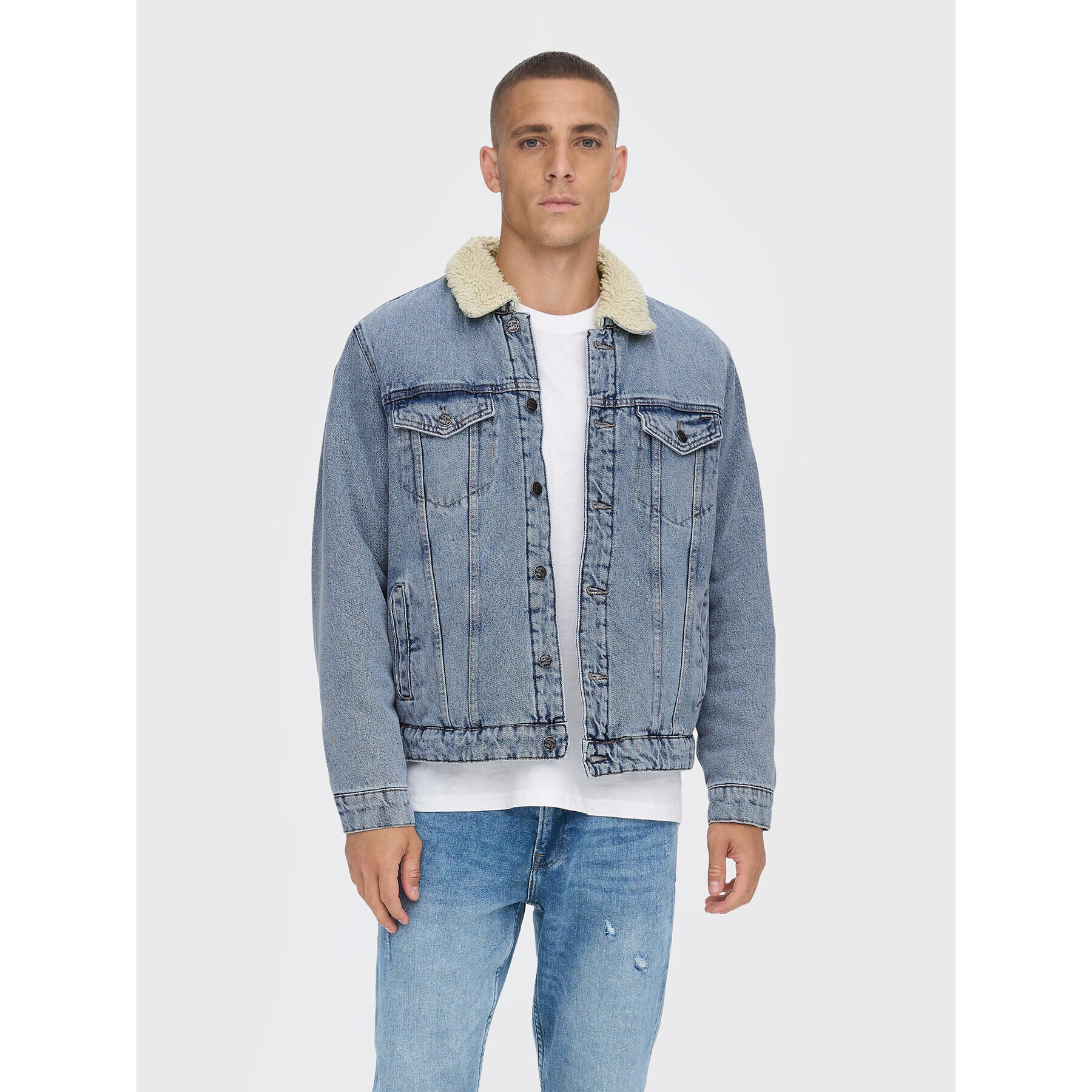 Only & Sons Farmer kabát Louis 22022971 Kék Regular Fit - Pepit.hu