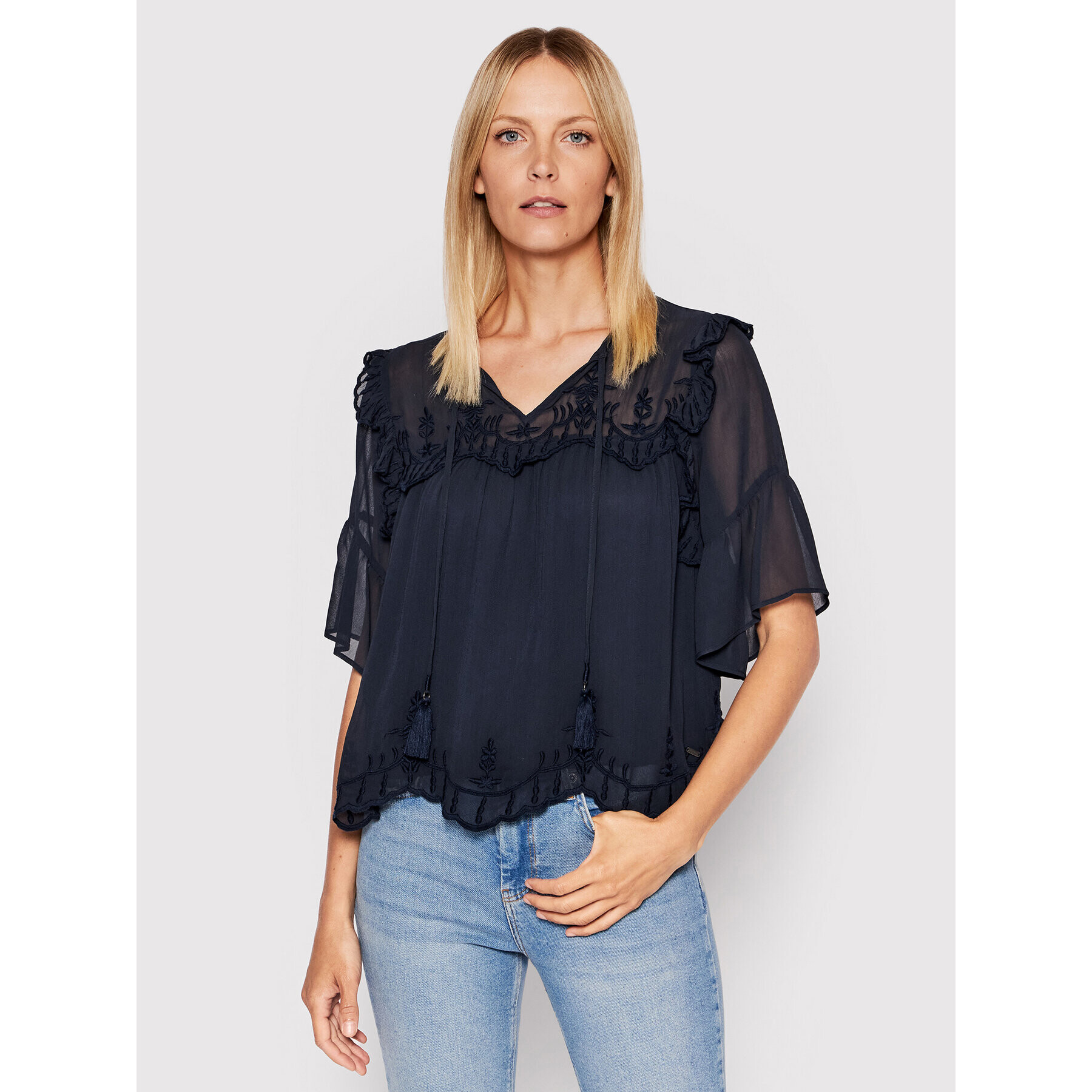 Pepe Jeans Blúz Gisela PL304291 Sötétkék Relaxed Fit - Pepit.hu