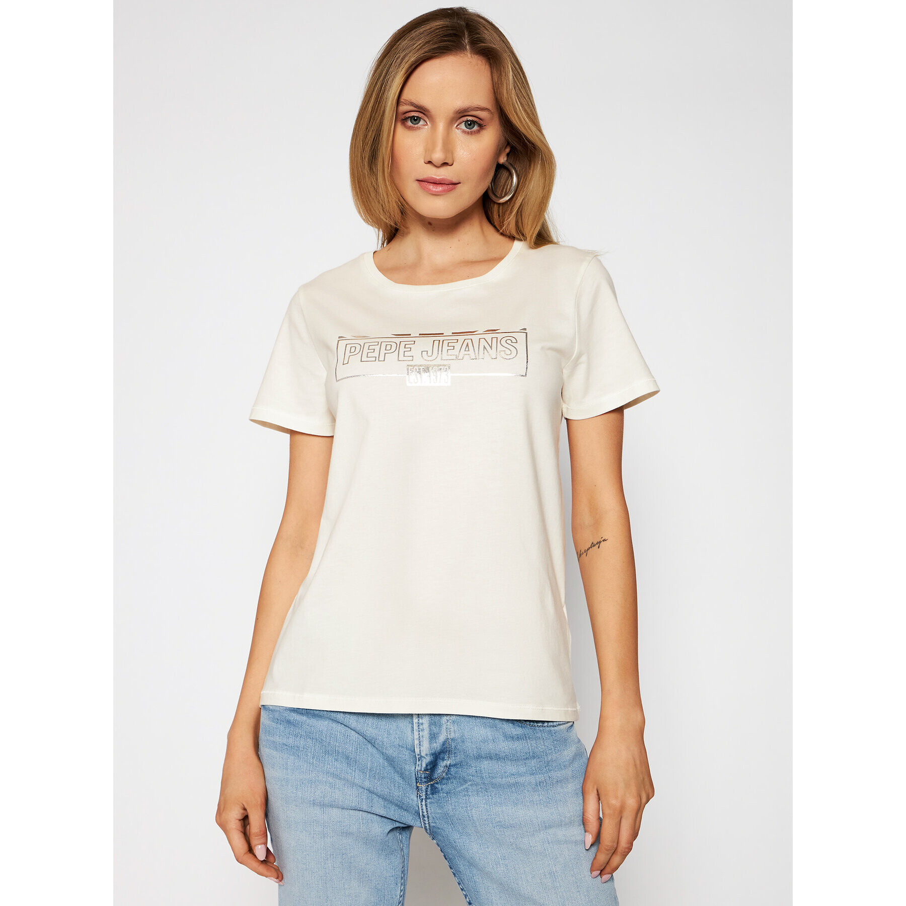 Pepe Jeans Póló Betty PL504815 Bézs Regular Fit - Pepit.hu