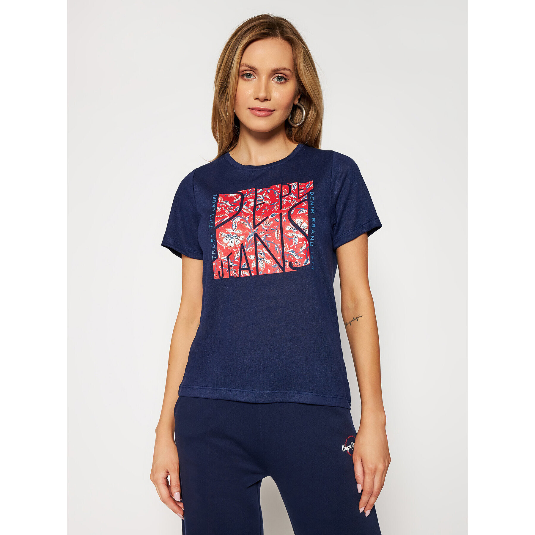 Pepe Jeans Póló Brooklyn PL504824 Sötétkék Regular Fit - Pepit.hu