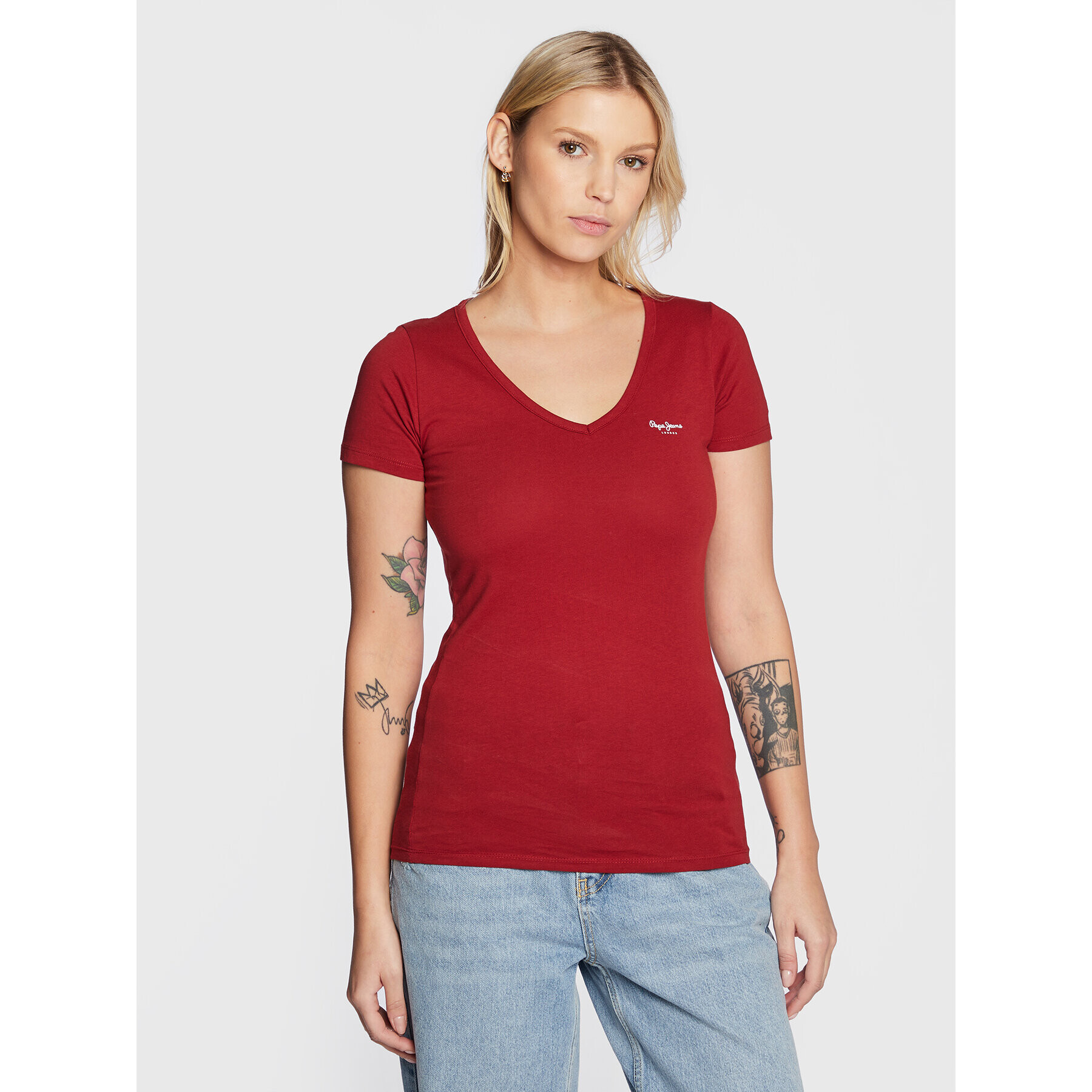 Pepe Jeans Póló Corine PL505305 Piros Regular Fit - Pepit.hu