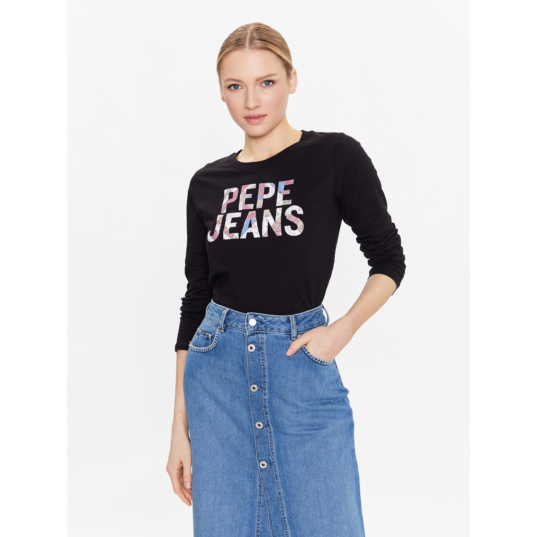 Pepe Jeans Póló Luna PL505394 Fekete Regular Fit - Pepit.hu