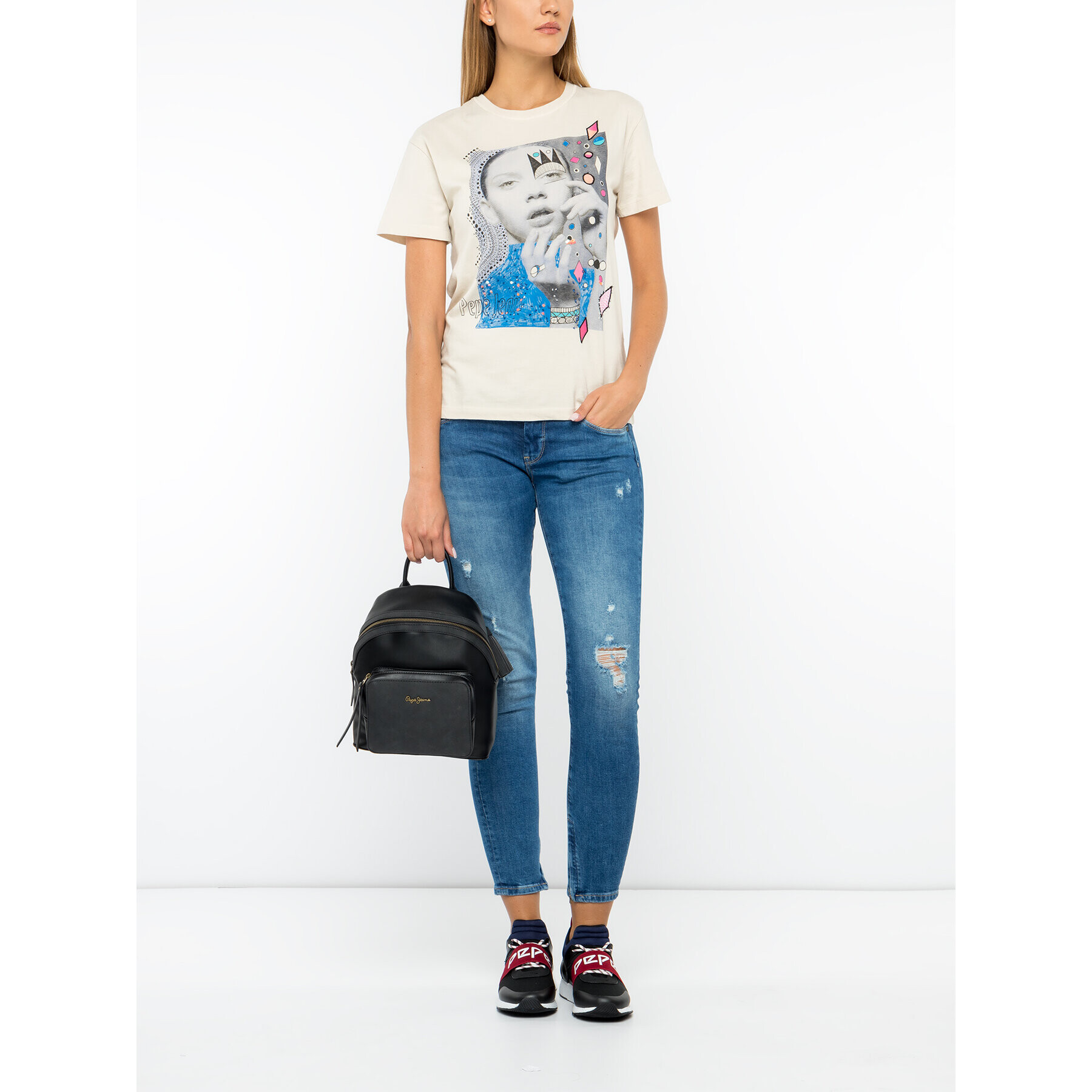 Pepe Jeans Póló Marion PL504253 Bézs Regular Fit - Pepit.hu